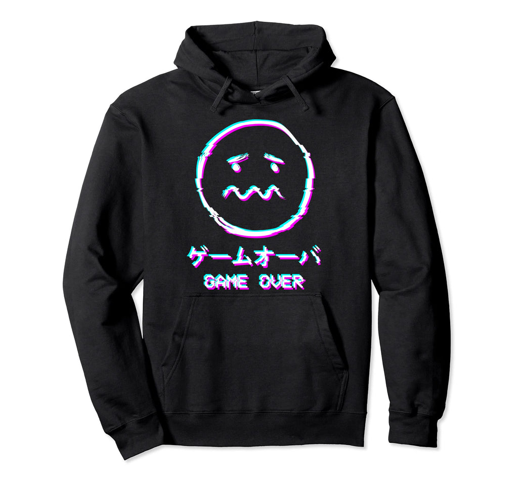 Vaporwave Aesthetic Sad Face Harajuku Hoodie - Minimalist Print for Adults - T-Shirt, Sweatshirt, Hoodie
