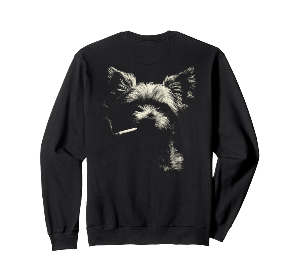 Yorkshire Terrier Smoking Cigarette Sweatshirt - Novelty Apparel Men Women - T-Shirt, Sweatshirt, Hoodie