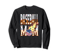 Funny Baseball Patriotic Us Flag Sweatshirt - Streetwear Style Men Women - T-Shirt, Sweatshirt, Hoodie