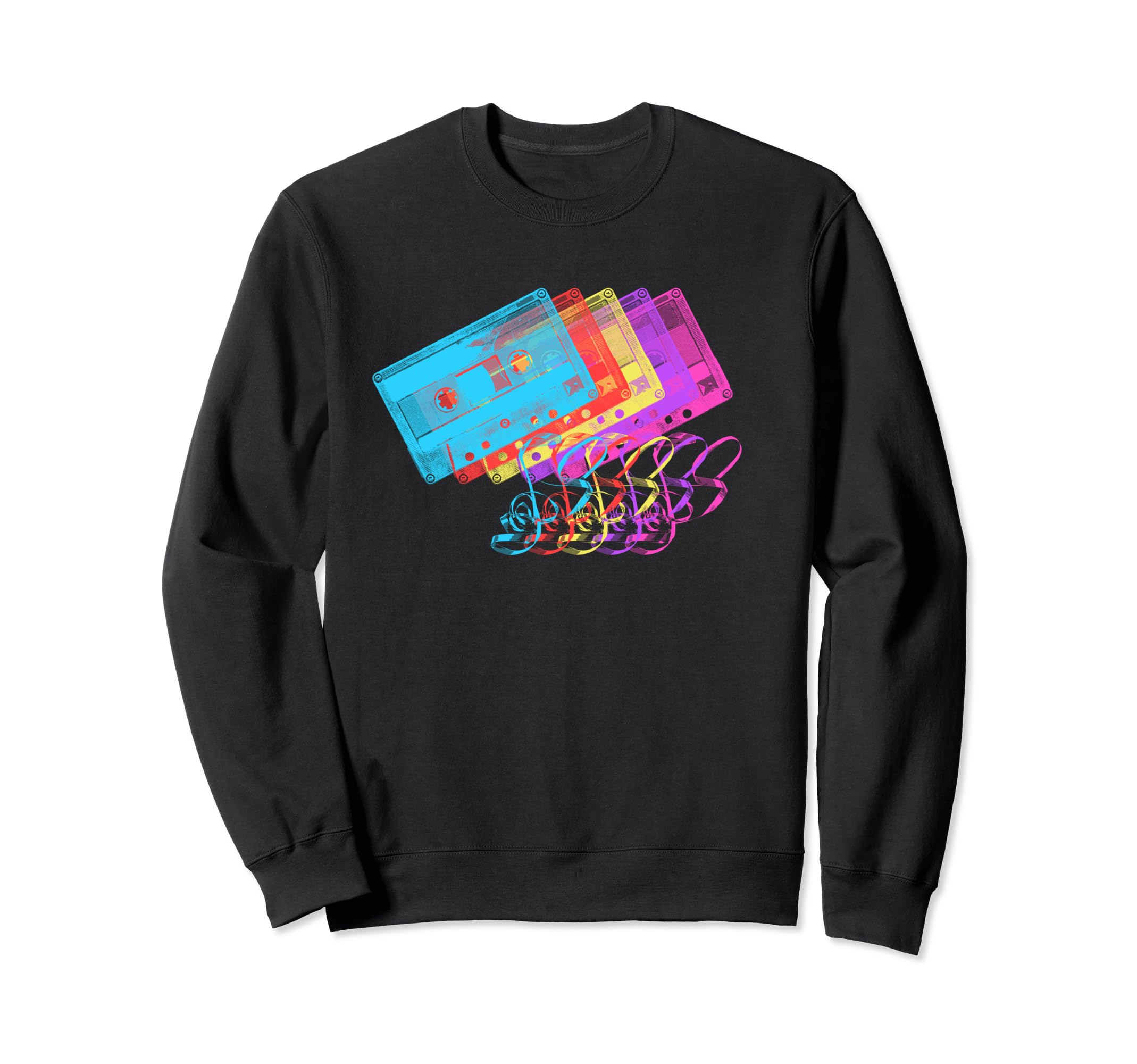 80S Neon Cassette Tape Gifts Sweatshirt - Unique Graphic Men Women - T-Shirt, Sweatshirt, Hoodie