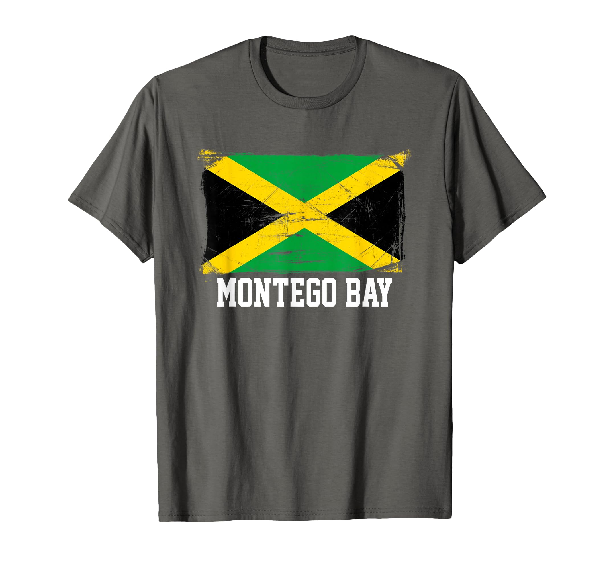 Montego Bay Distressed Jamaican Flag T-Shirt - Fun Novelty Design Unisex - T-Shirt, Sweatshirt, Hoodie