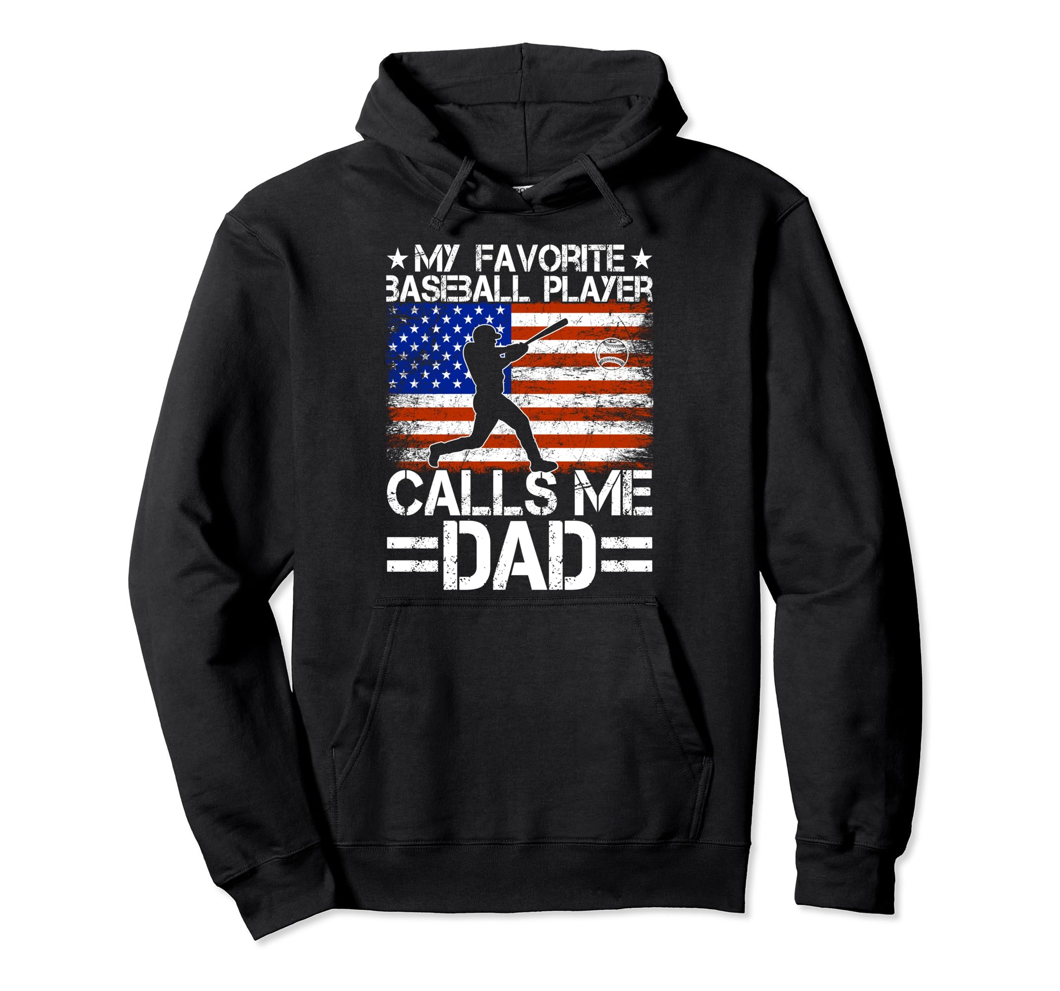 Us Flag My Favorite Baseball Player Calls Hoodie - Streetwear Style Unisex - T-Shirt, Sweatshirt, Hoodie
