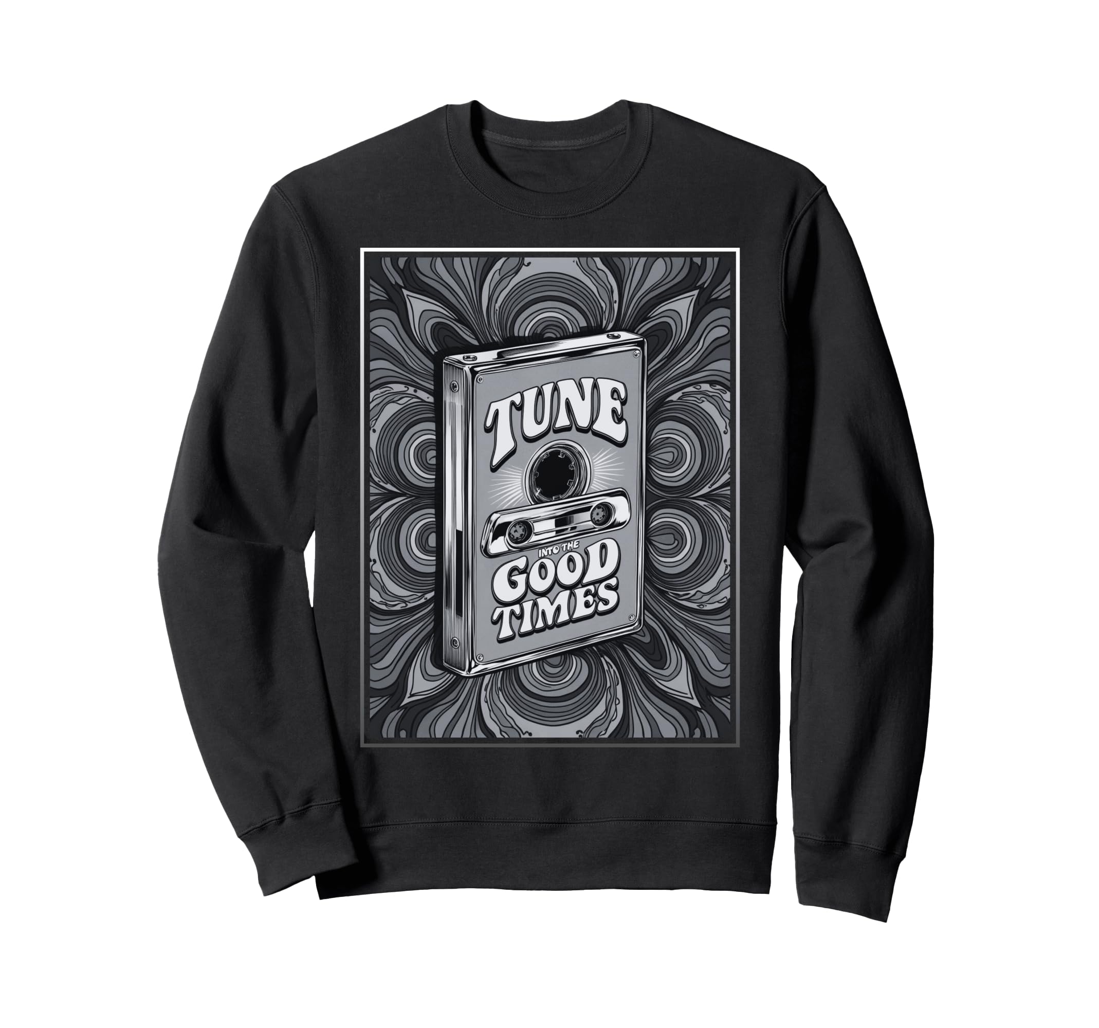 80S 90S Cassette Tape Tune Into Good Sweatshirt - Minimalist Print Unisex - T-Shirt, Sweatshirt, Hoodie