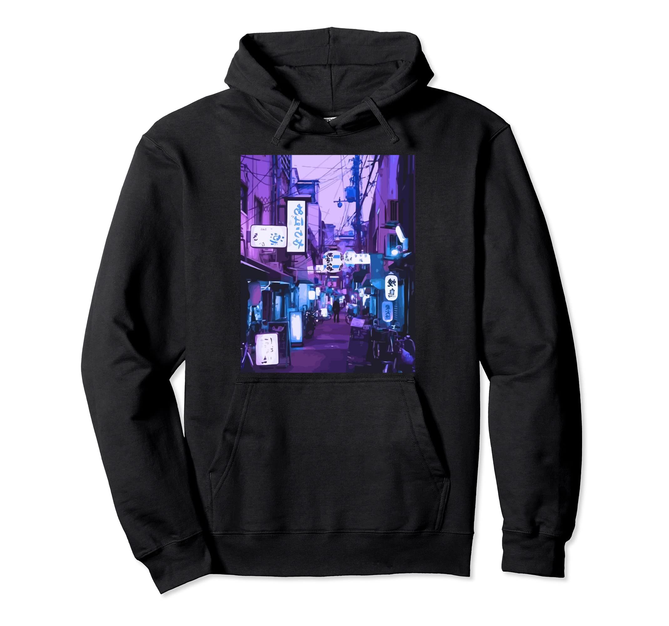 Digital Cityscape Vaporwave Aesthetic Hoodie - Minimalist Print Men Women - T-Shirt, Sweatshirt, Hoodie