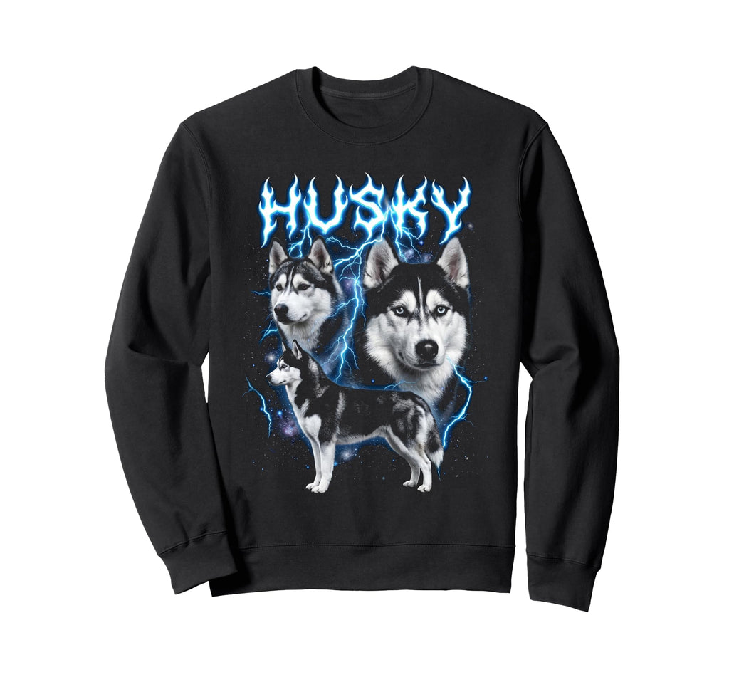 Husky 90S Heavy Metal Dog Lover Sweatshirt - Custom Art Print Men Women - T-Shirt, Sweatshirt, Hoodie