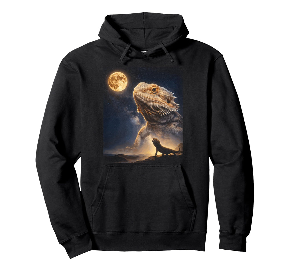 Howling Bearded Dragon Full Moon Hoodie - Custom Art Print for Adults - T-Shirt, Sweatshirt, Hoodie