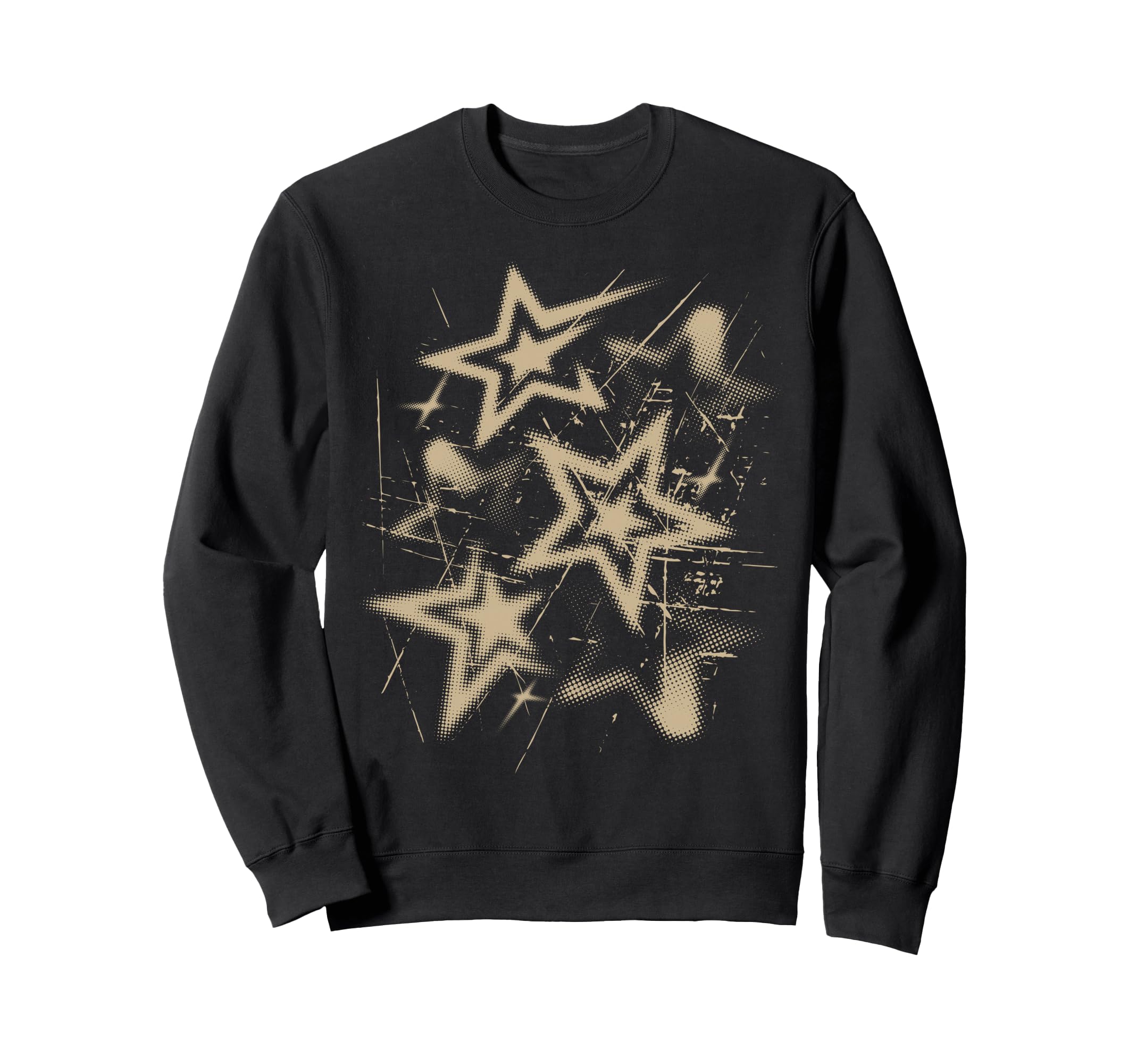 Y2K Grunge Stars 2000S Beige Cyber Sweatshirt - Graphic Print Men Women - T-Shirt, Sweatshirt, Hoodie