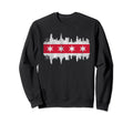 Chicago City Skyline Flag White Sweatshirt - Minimalist Print Unisex - T-Shirt, Sweatshirt, Hoodie