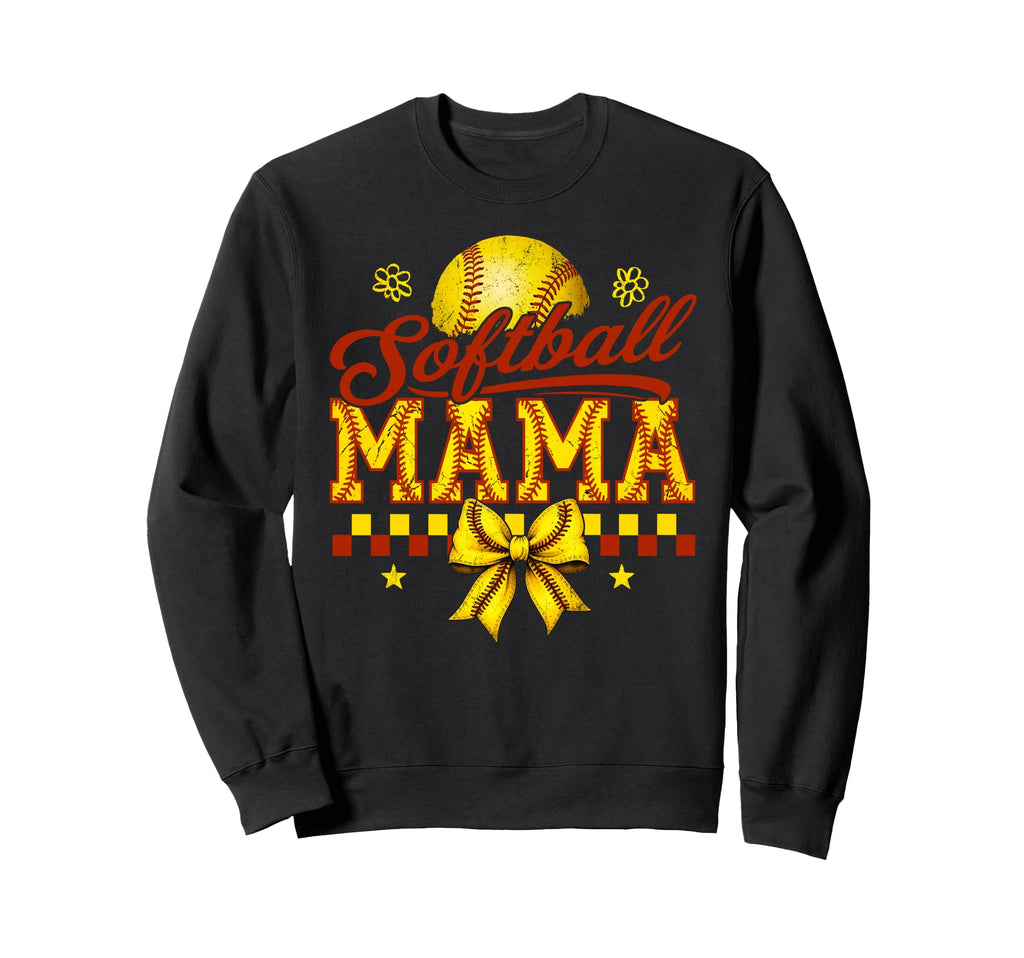 Softball Mama Coquette Bow Sweatshirt - Aesthetic Graphic Men Women - T-Shirt, Sweatshirt, Hoodie