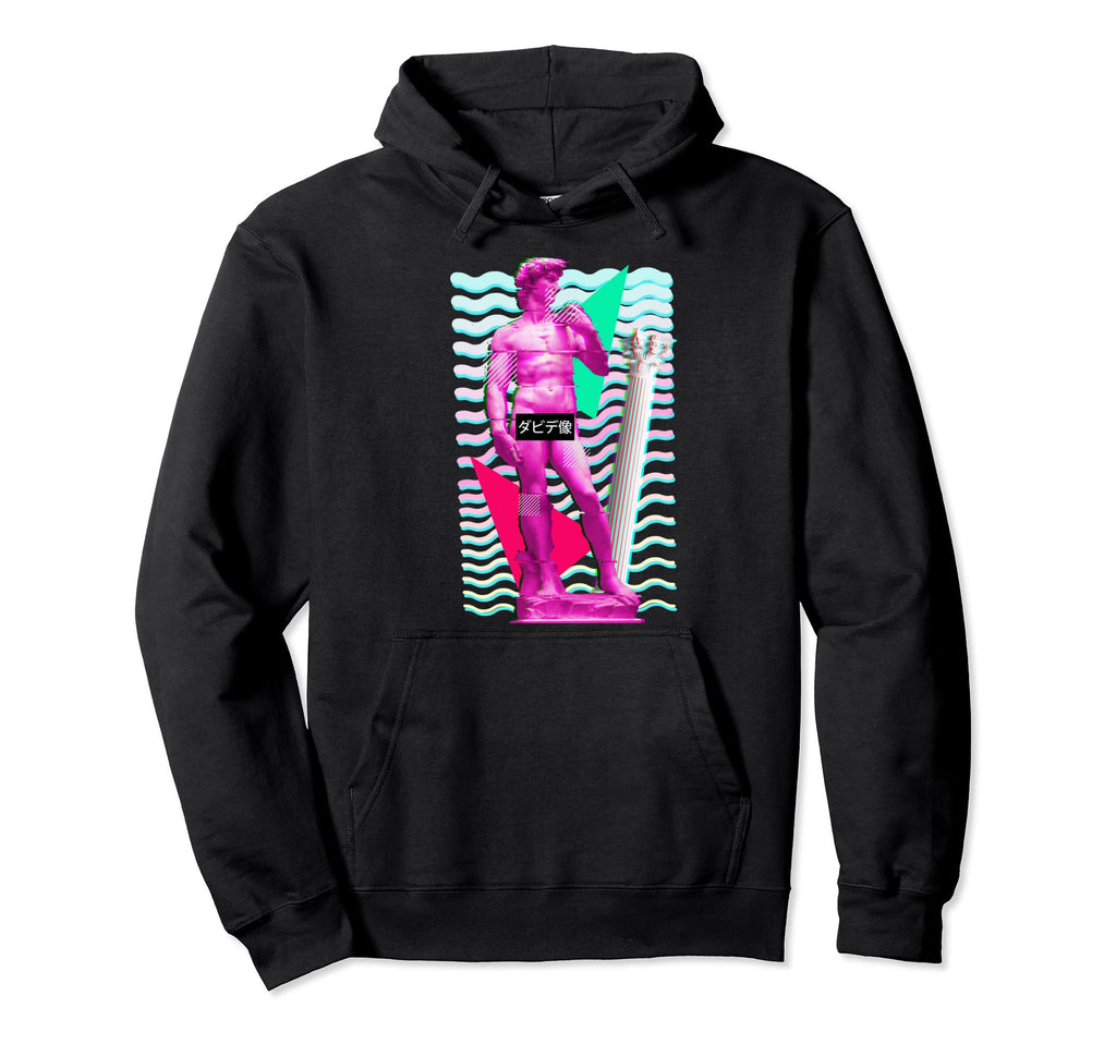 Statue David 80S Aesthetic Vaporwave Hoodie - Novelty Apparel Men Women - T-Shirt, Sweatshirt, Hoodie