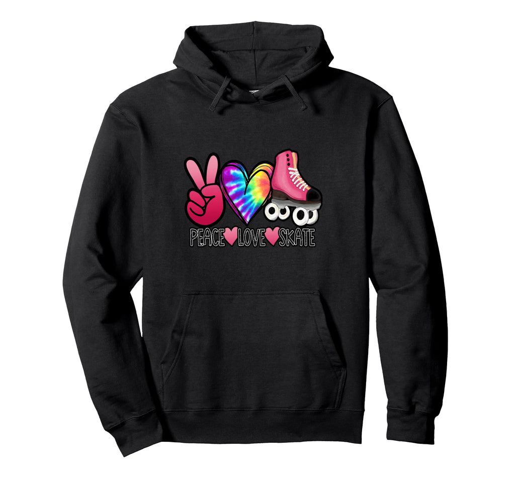 Peace Love Skate Roller Skating Hoodie - Aesthetic Graphic Men Women - T-Shirt, Sweatshirt, Hoodie