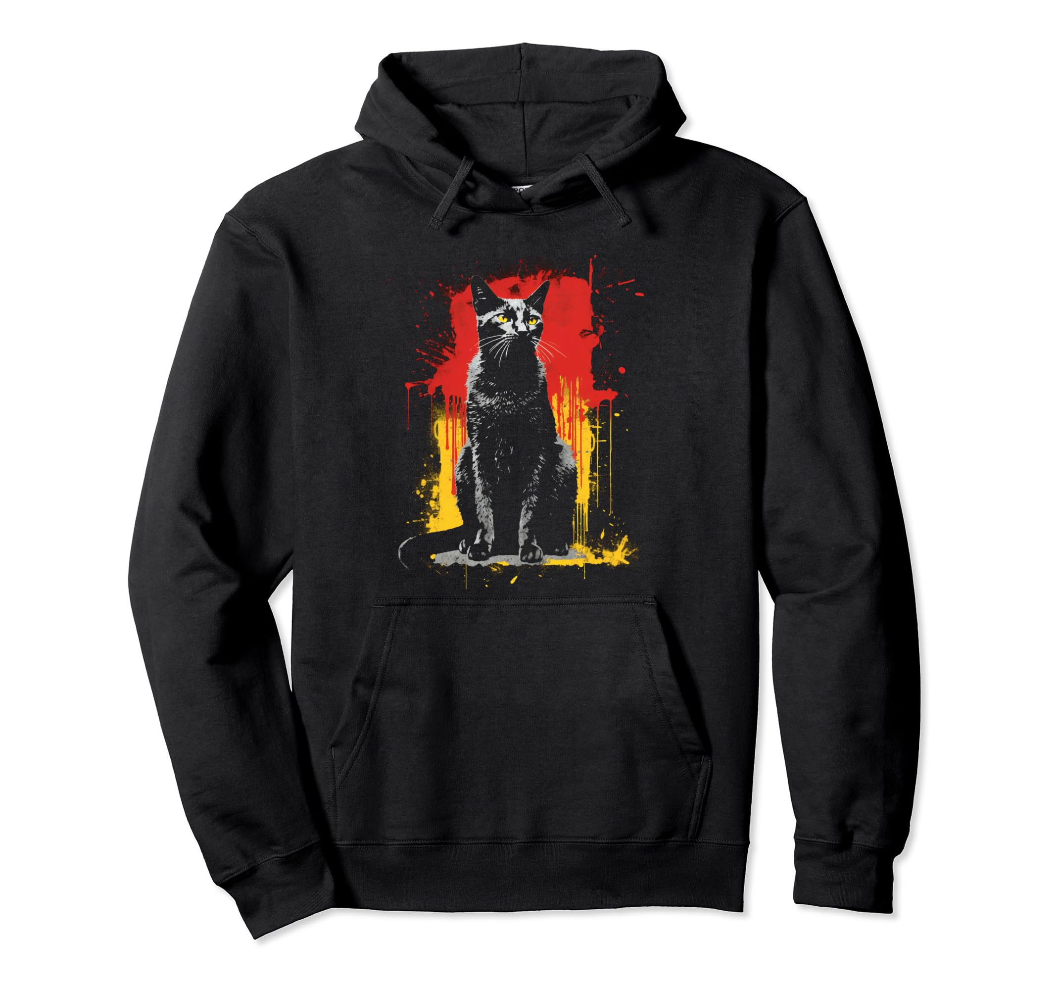 Cat Distressed Goth Cat 81 Hoodie - Trendy Graphic for Adults - T-Shirt, Sweatshirt, Hoodie
