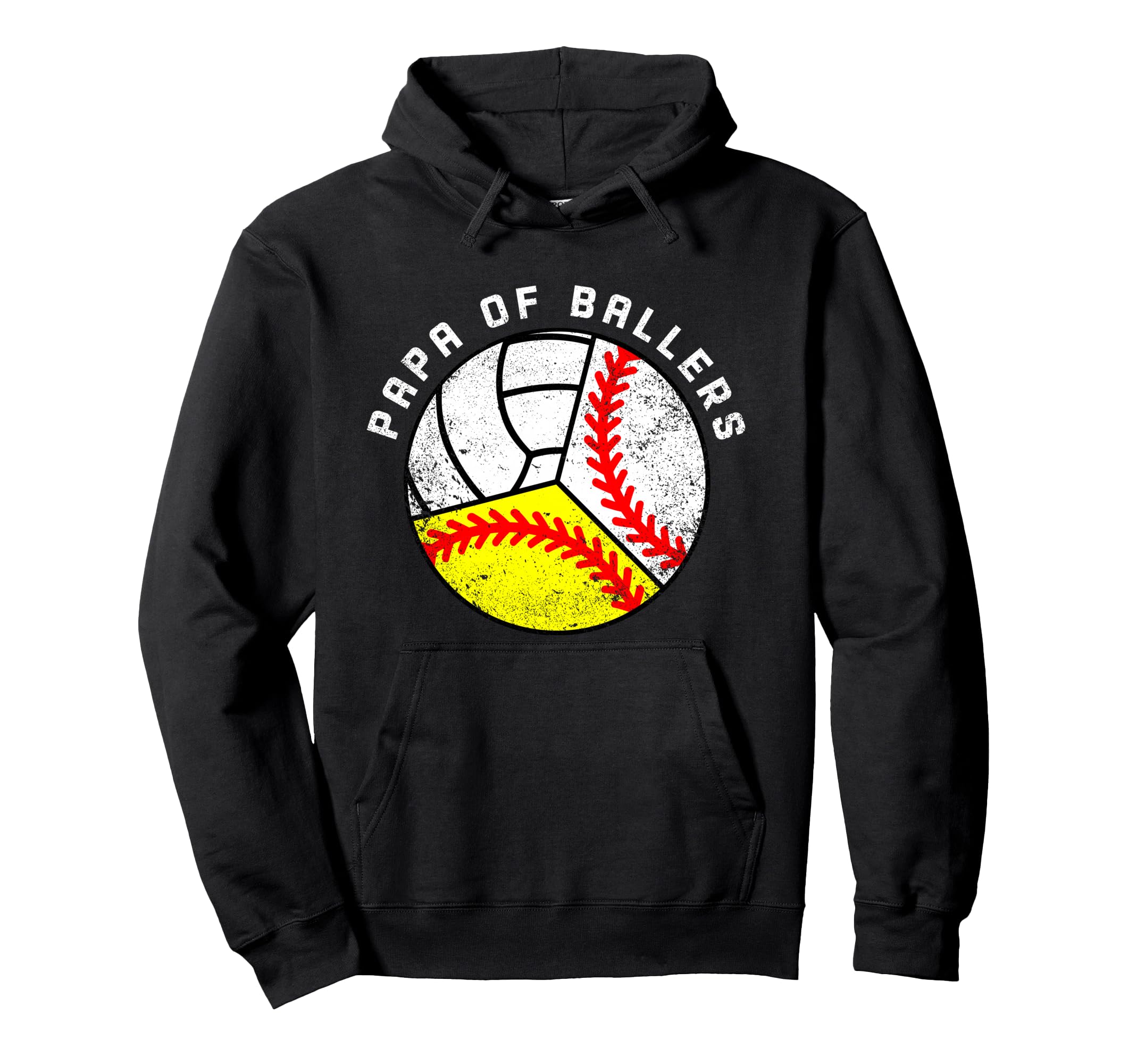 Papa Ballers Funny Baseball Hoodie - Casual Everyday Wear Men Women - T-Shirt, Sweatshirt, Hoodie