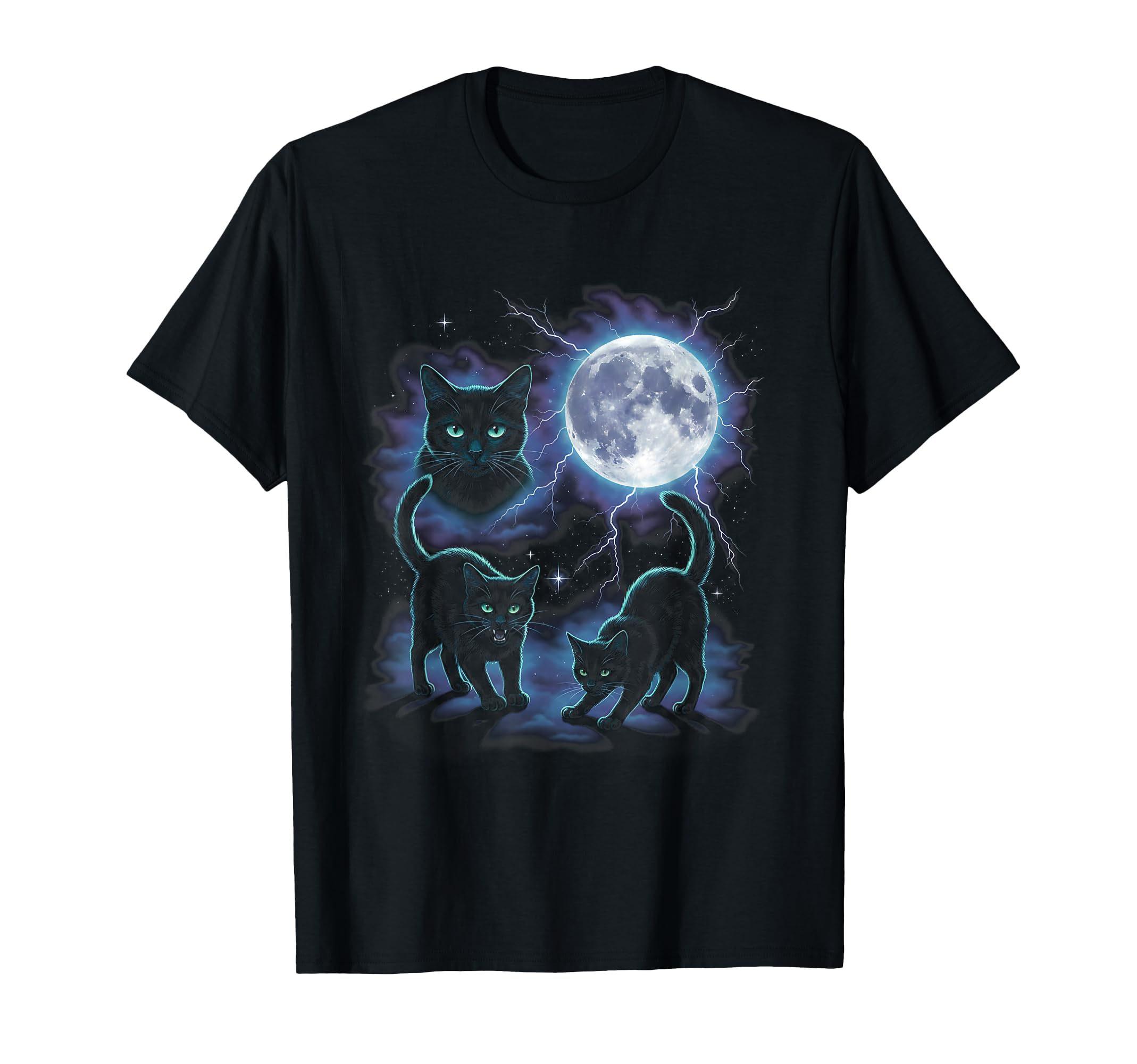 Black Cat 90S Aesthetic Moonlight T-Shirt - Minimalist Print for Adults - T-Shirt, Sweatshirt, Hoodie