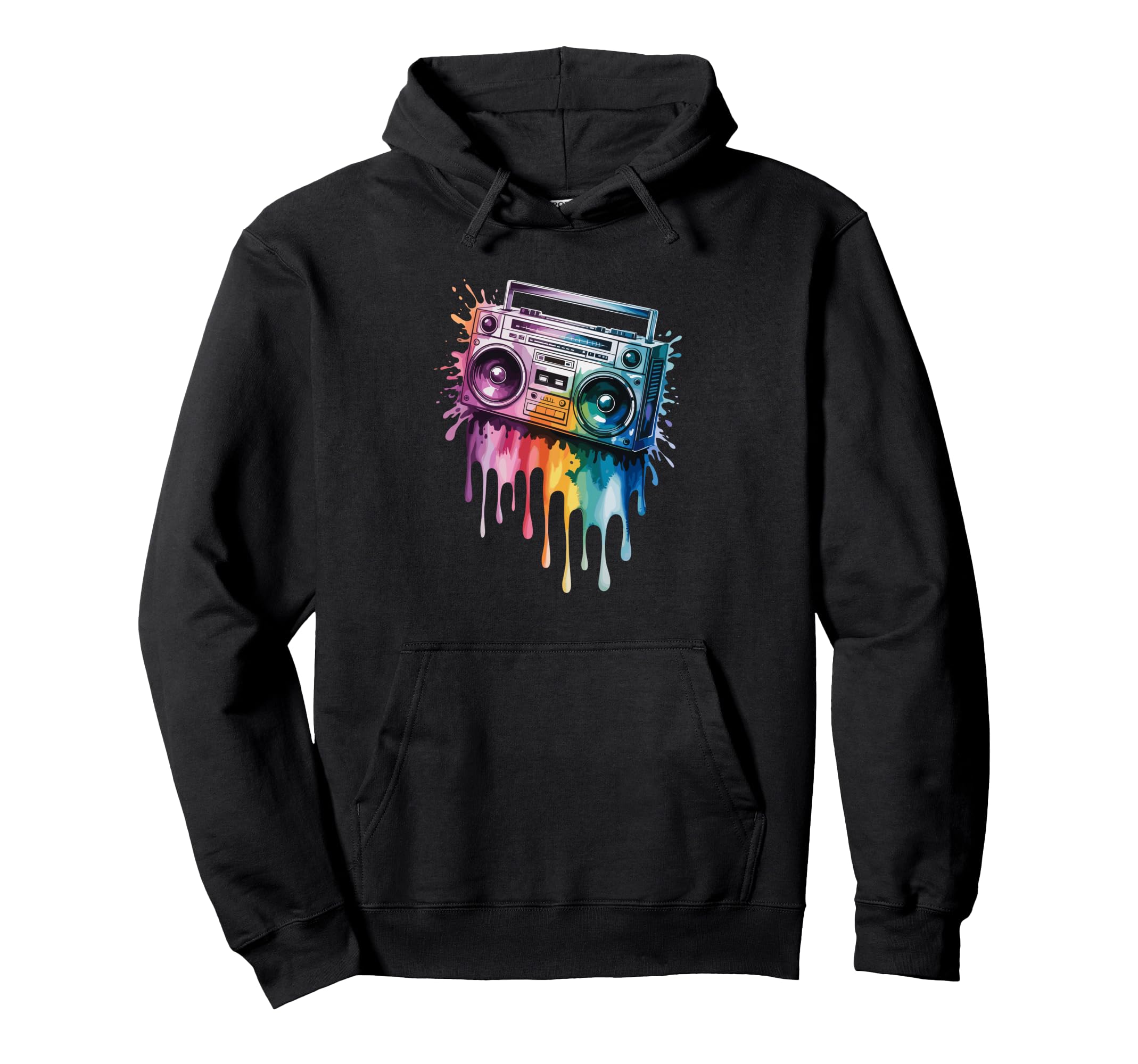 Splash Art Boombox Old School 80S Hoodie - Fun Novelty Design Men Women - T-Shirt, Sweatshirt, Hoodie