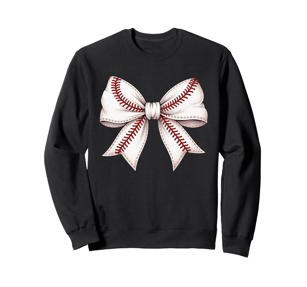 Baseball Bow Funny Baseball Mom Sweatshirt - Custom Art Print for Adults - T-Shirt, Sweatshirt, Hoodie
