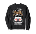 Baseball Mommom Messy Bun Hair Funny Sweatshirt - Graphic Print Men Women - T-Shirt, Sweatshirt, Hoodie