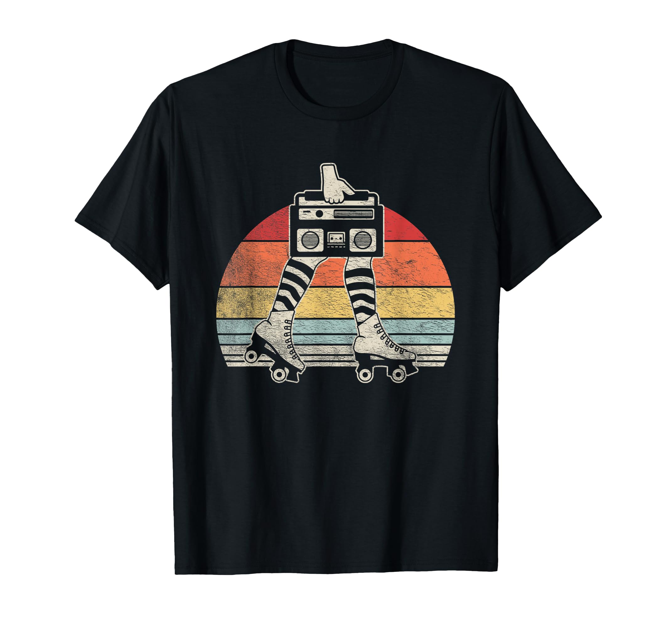 Roller Skates Boombox 80S Sunset T-Shirt - Custom Art Print for Adults - T-Shirt, Sweatshirt, Hoodie