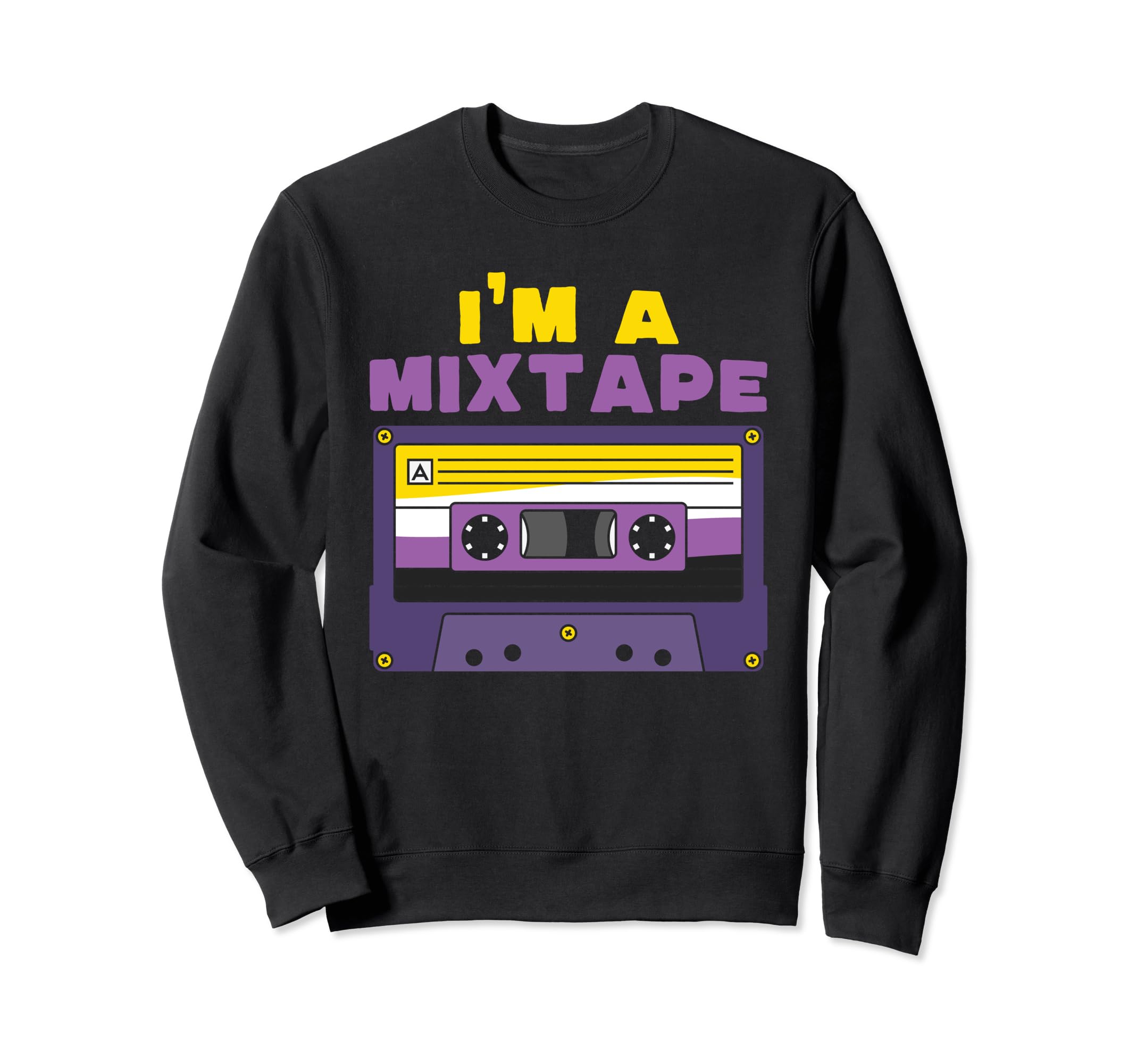 Im Mixtape Non Binary Flag Cassette Sweatshirt - Trendy Graphic for Adults - T-Shirt, Sweatshirt, Hoodie