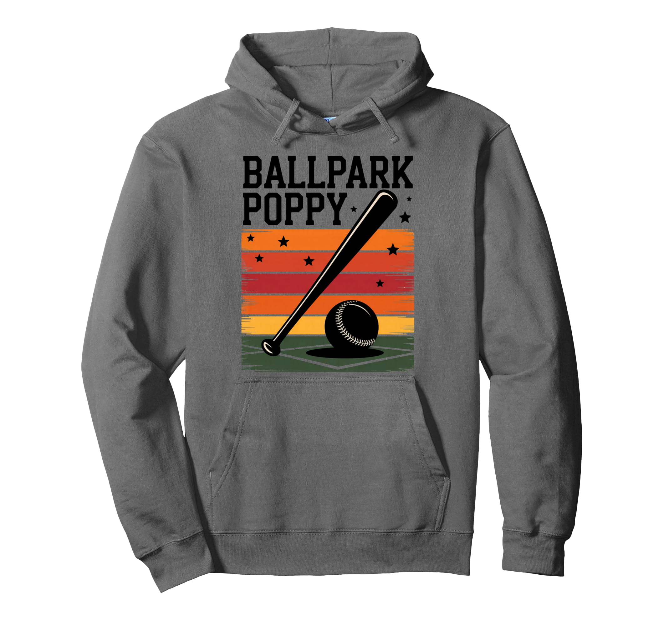 Ballpark Poppy Softball And Baseball Hoodie - Minimalist Print for Adults - T-Shirt, Sweatshirt, Hoodie