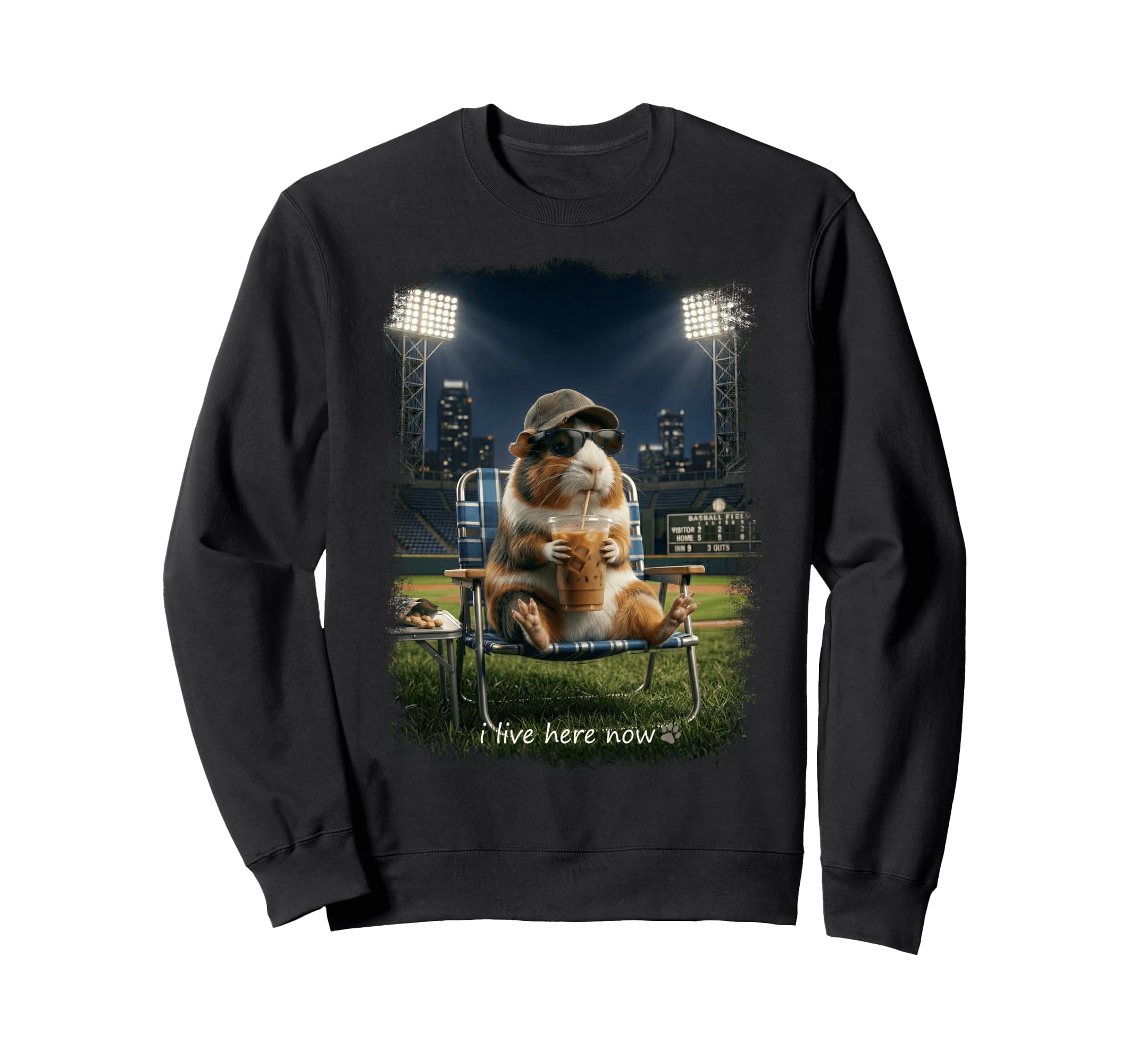 Funny Guinea Pig Ballfield Baseball Sweatshirt - Fun Novelty Design Unisex - T-Shirt, Sweatshirt, Hoodie