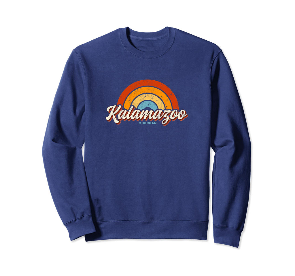 Kalamazoo Michigan Mi Rainbow 70S Sweatshirt - Streetwear Style for Adults - T-Shirt, Sweatshirt, Hoodie