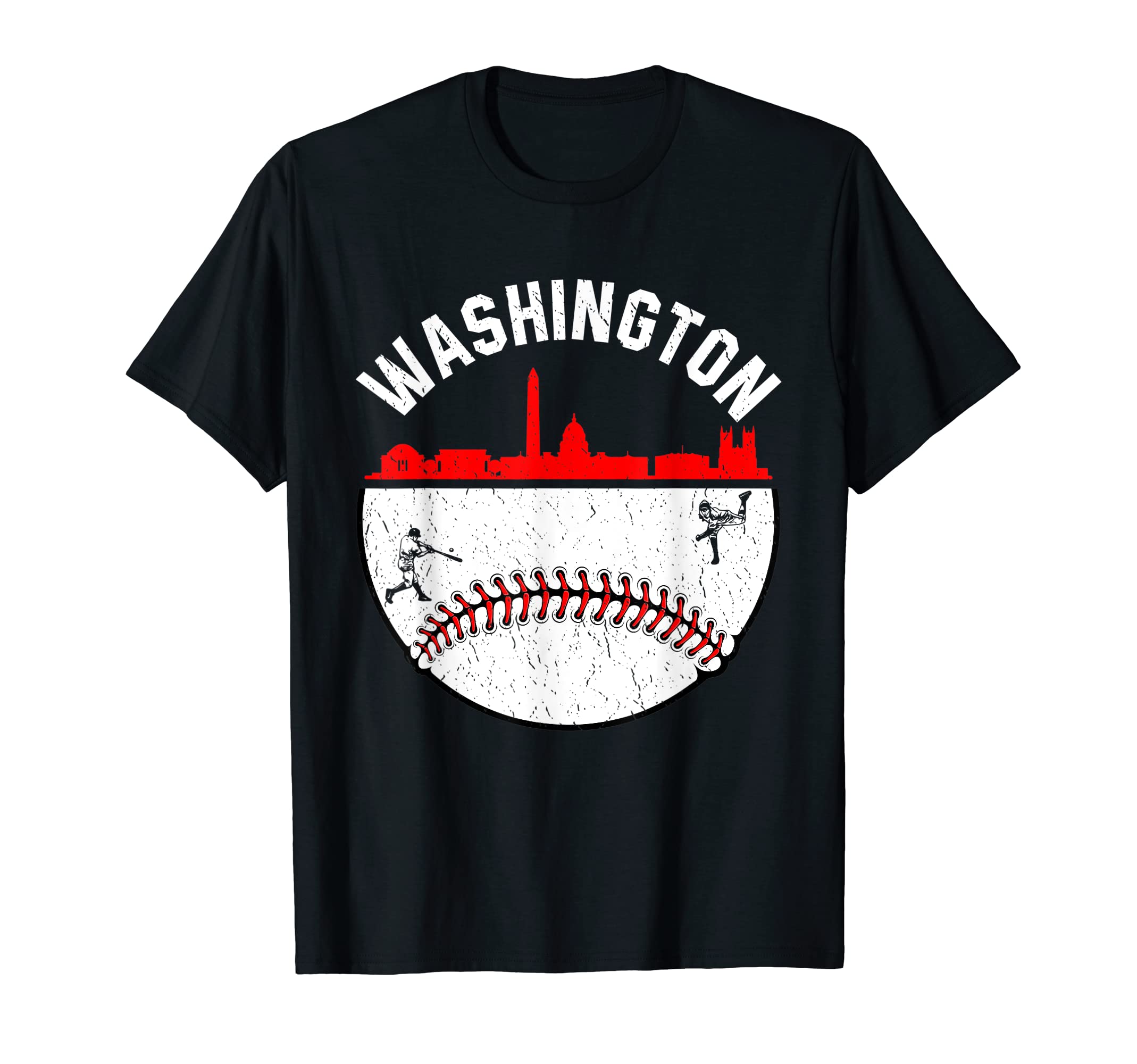 Washington Cityscape Baseball Mom Dad T-Shirt - Graphic Print Unisex - T-Shirt, Sweatshirt, Hoodie