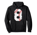 Baseball 8 Jersey Number Hoodie - Custom Art Print for Adults - T-Shirt, Sweatshirt, Hoodie