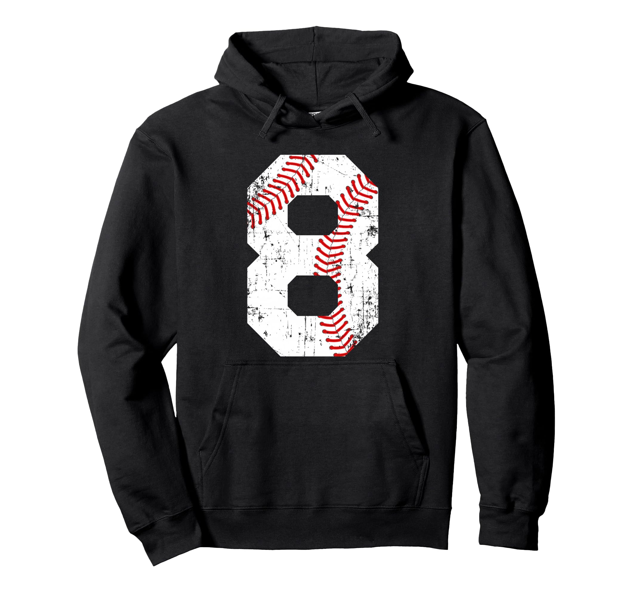 Baseball 8 Jersey Number Hoodie - Custom Art Print for Adults - T-Shirt, Sweatshirt, Hoodie