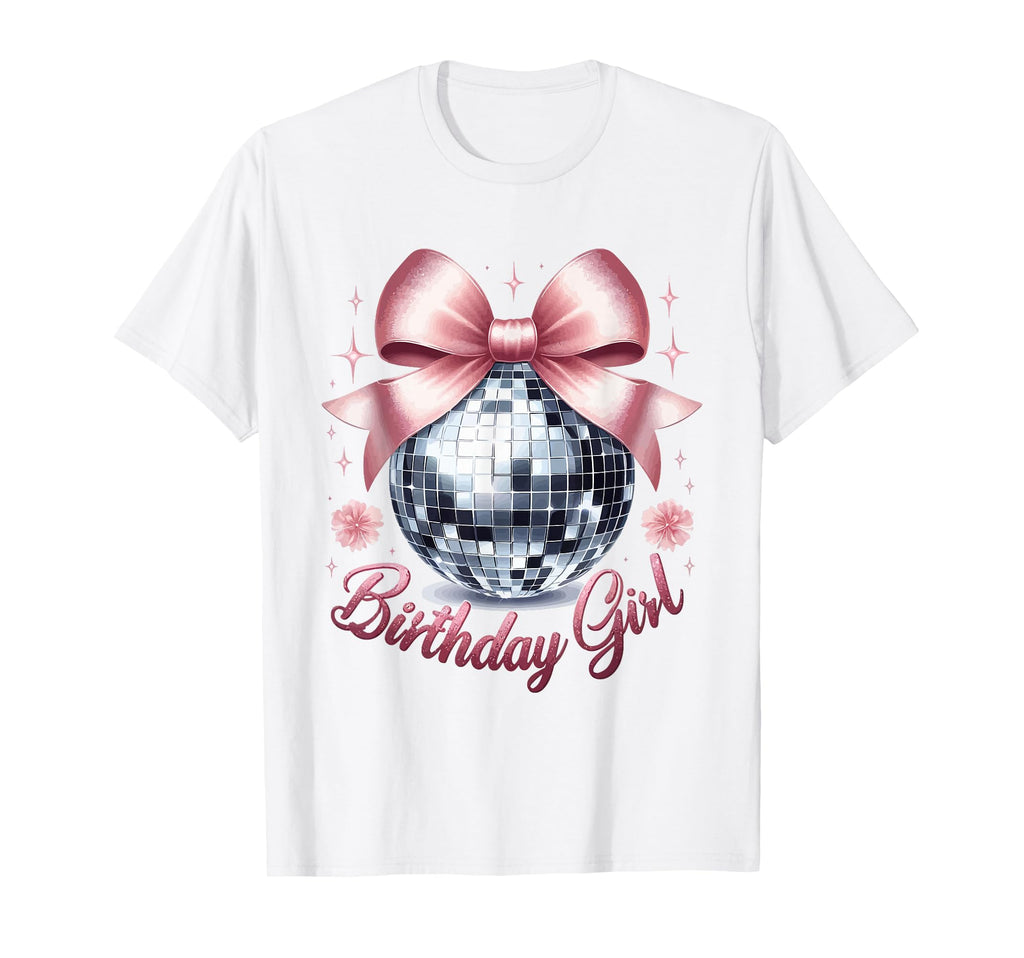 Birthday Coquette Bow Disco Ball T-Shirt - Minimalist Print for Adults - T-Shirt, Sweatshirt, Hoodie