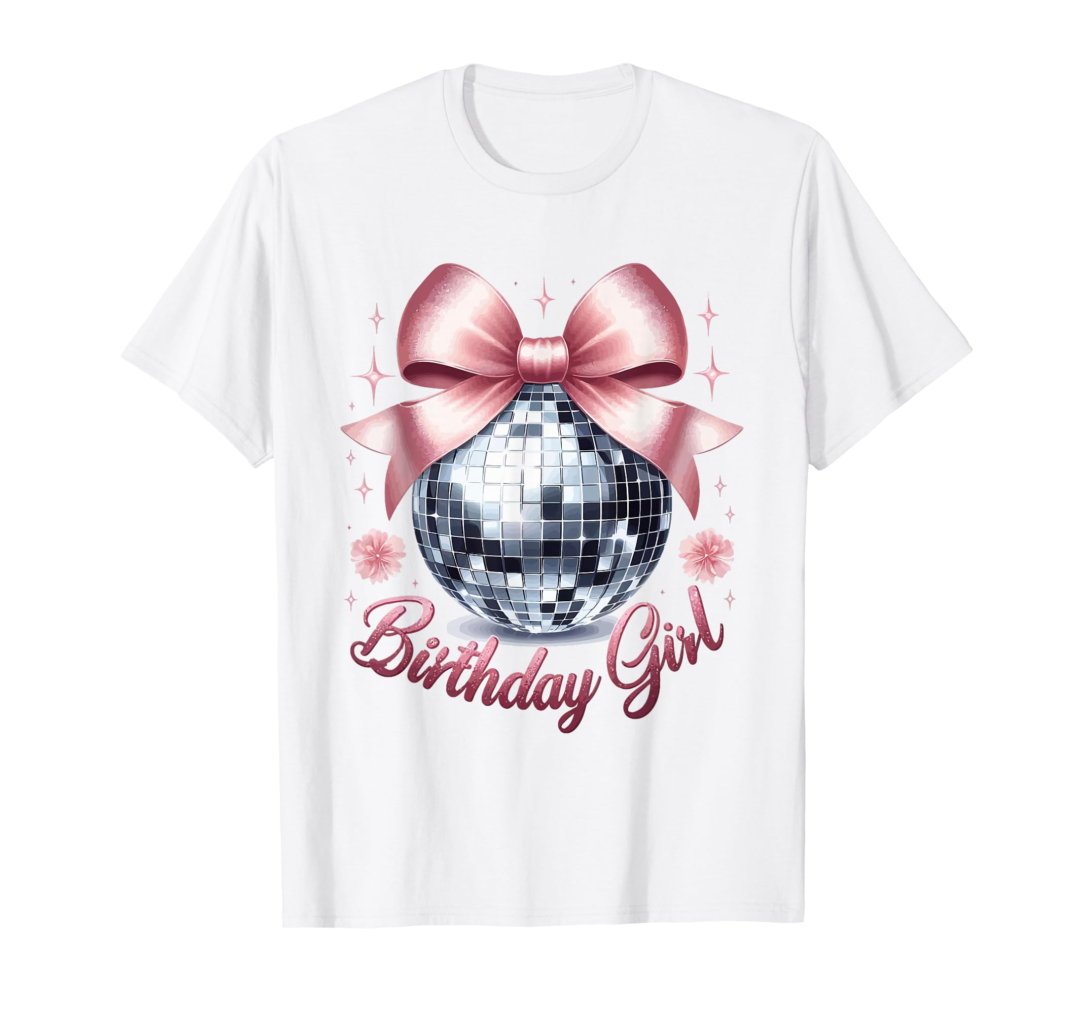Birthday Coquette Bow Disco Ball T-Shirt - Minimalist Print for Adults - T-Shirt, Sweatshirt, Hoodie