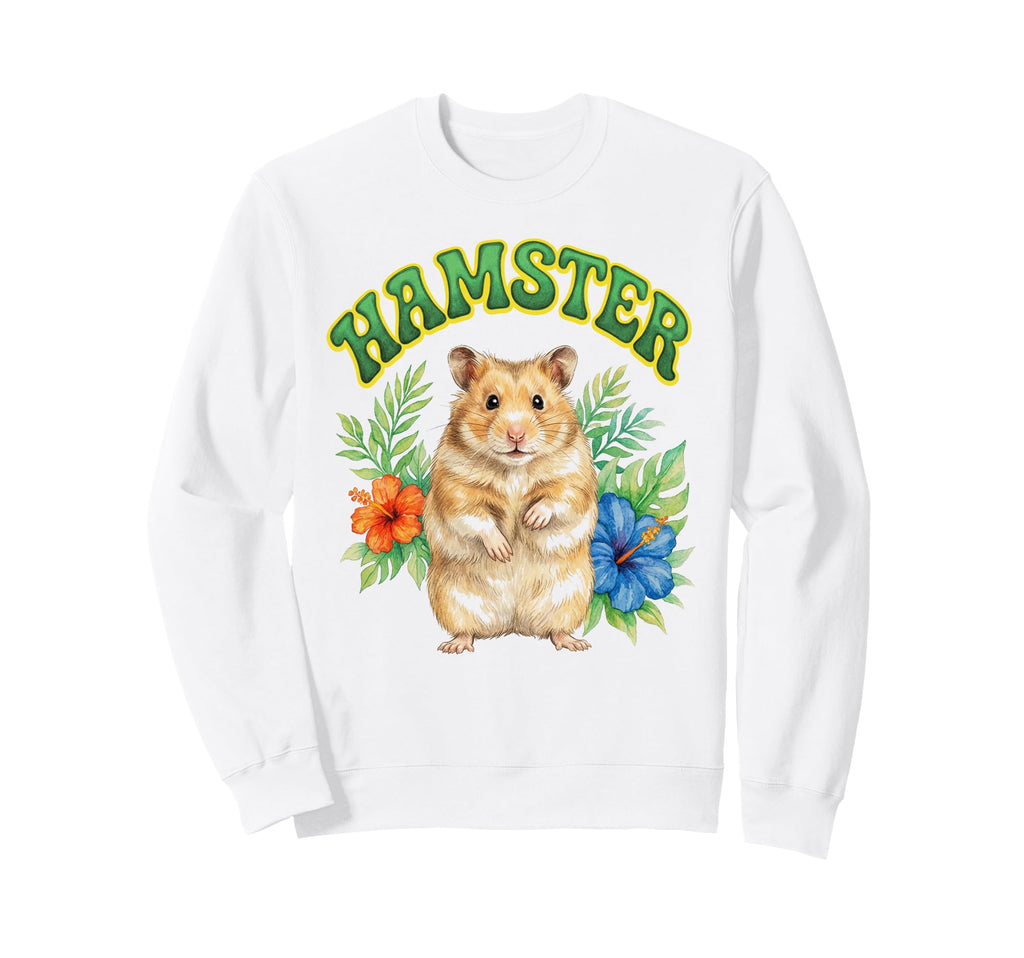 Hamster Groovy Floral Hamster Sweatshirt - Aesthetic Graphic for Adults - T-Shirt, Sweatshirt, Hoodie