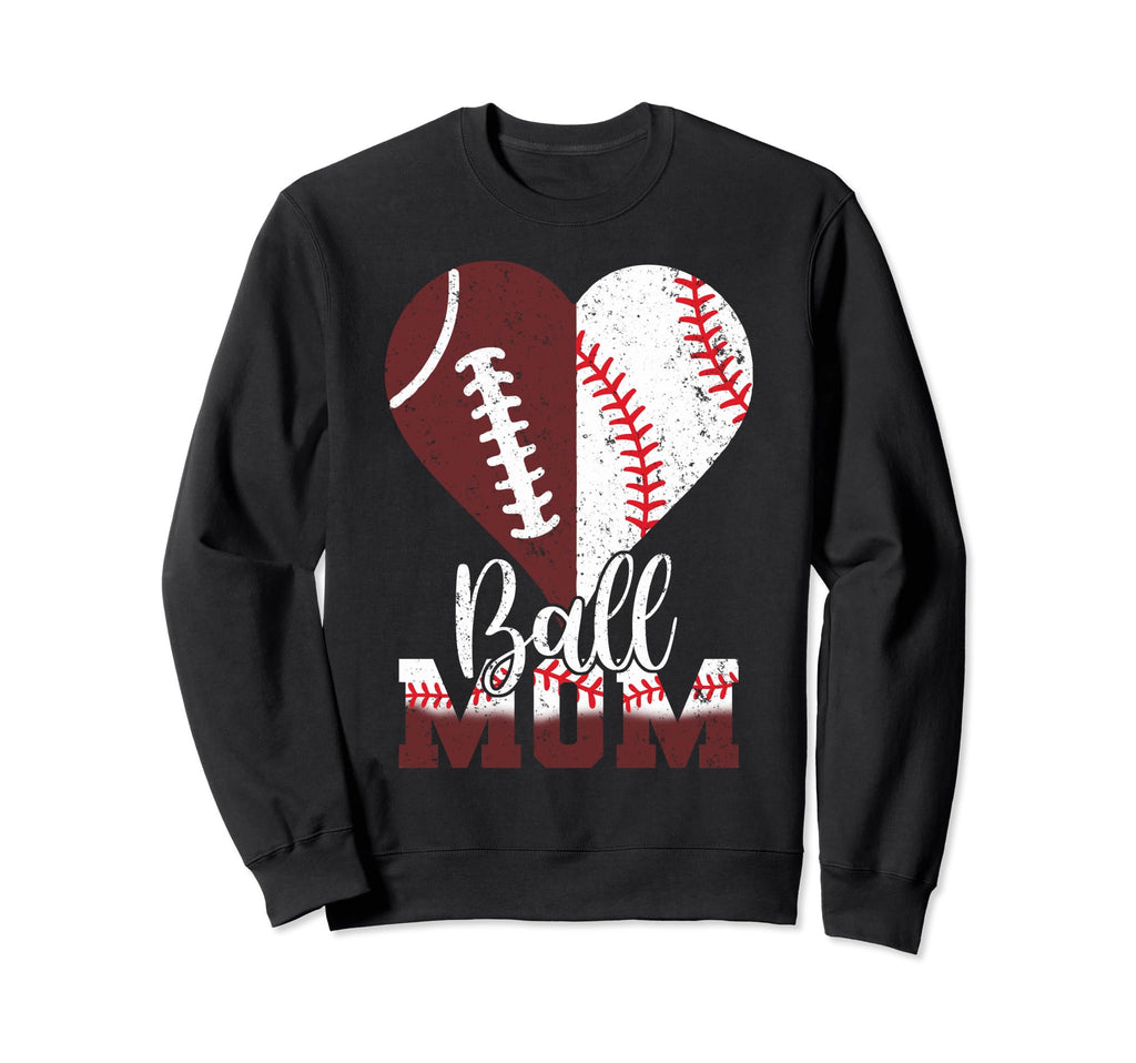 Ball Mom Heart Funny Football Sweatshirt - Custom Art Print for Adults - T-Shirt, Sweatshirt, Hoodie
