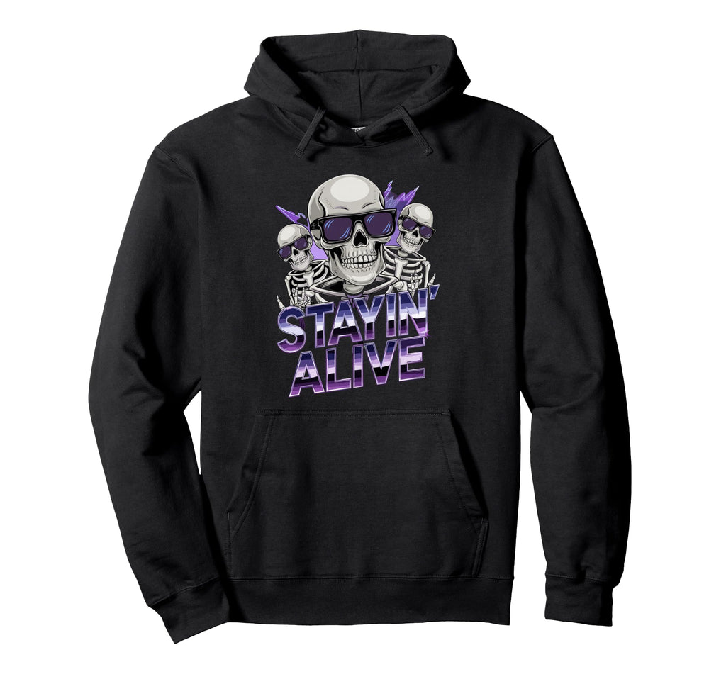 Stayin Alive Skeleton Disco Halloween Hoodie - Minimalist Print Unisex - T-Shirt, Sweatshirt, Hoodie