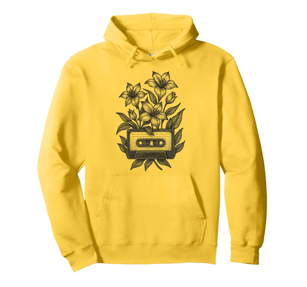 Cassette Tape Flowers Music 80S 90S Hoodie - Fun Novelty Design Men Women - T-Shirt, Sweatshirt, Hoodie