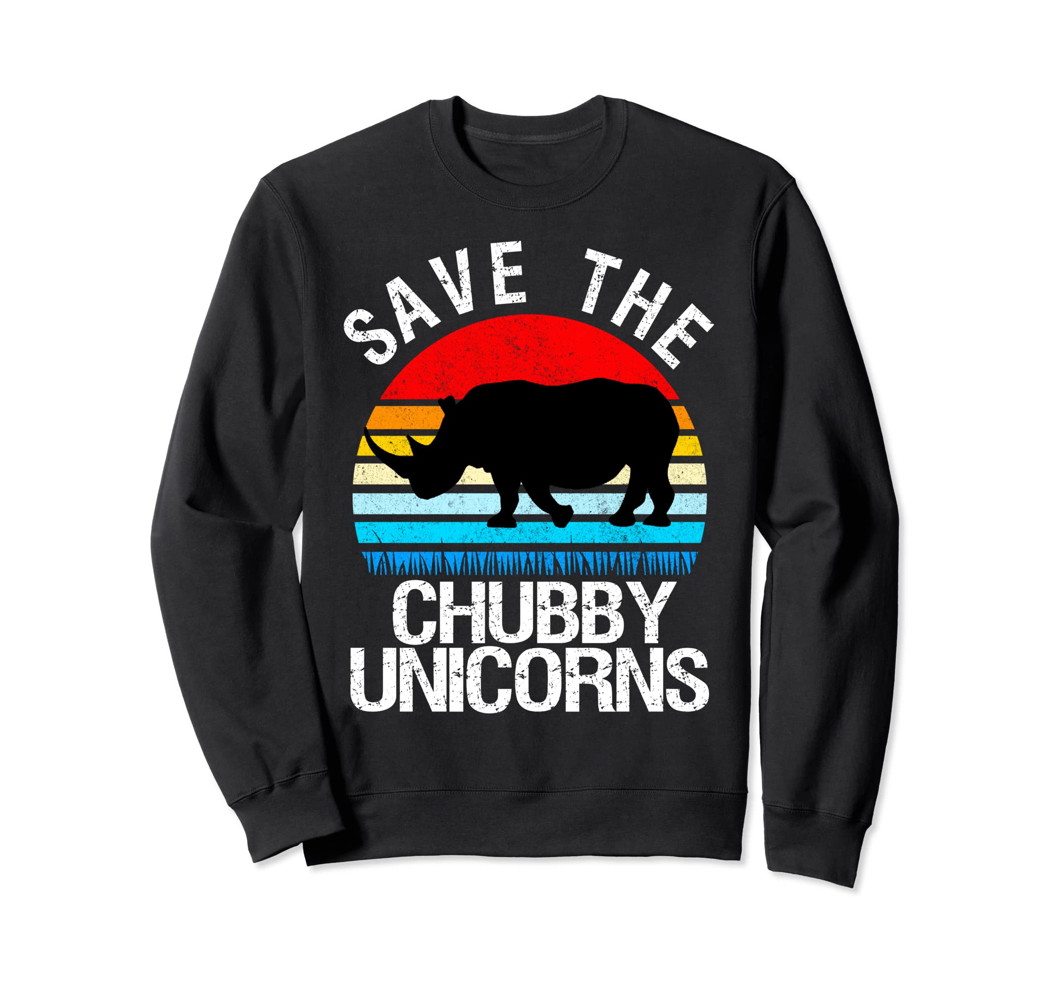 Save Chubby Unicorns Colors Distressed Sweatshirt - Trendy Graphic Unisex - T-Shirt, Sweatshirt, Hoodie