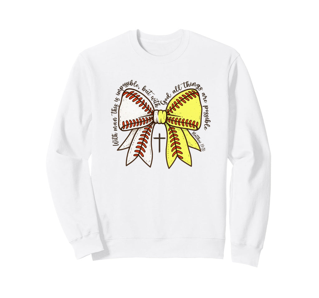Softball Baseball Mom Bow Sweatshirt - Streetwear Style for Adults - T-Shirt, Sweatshirt, Hoodie