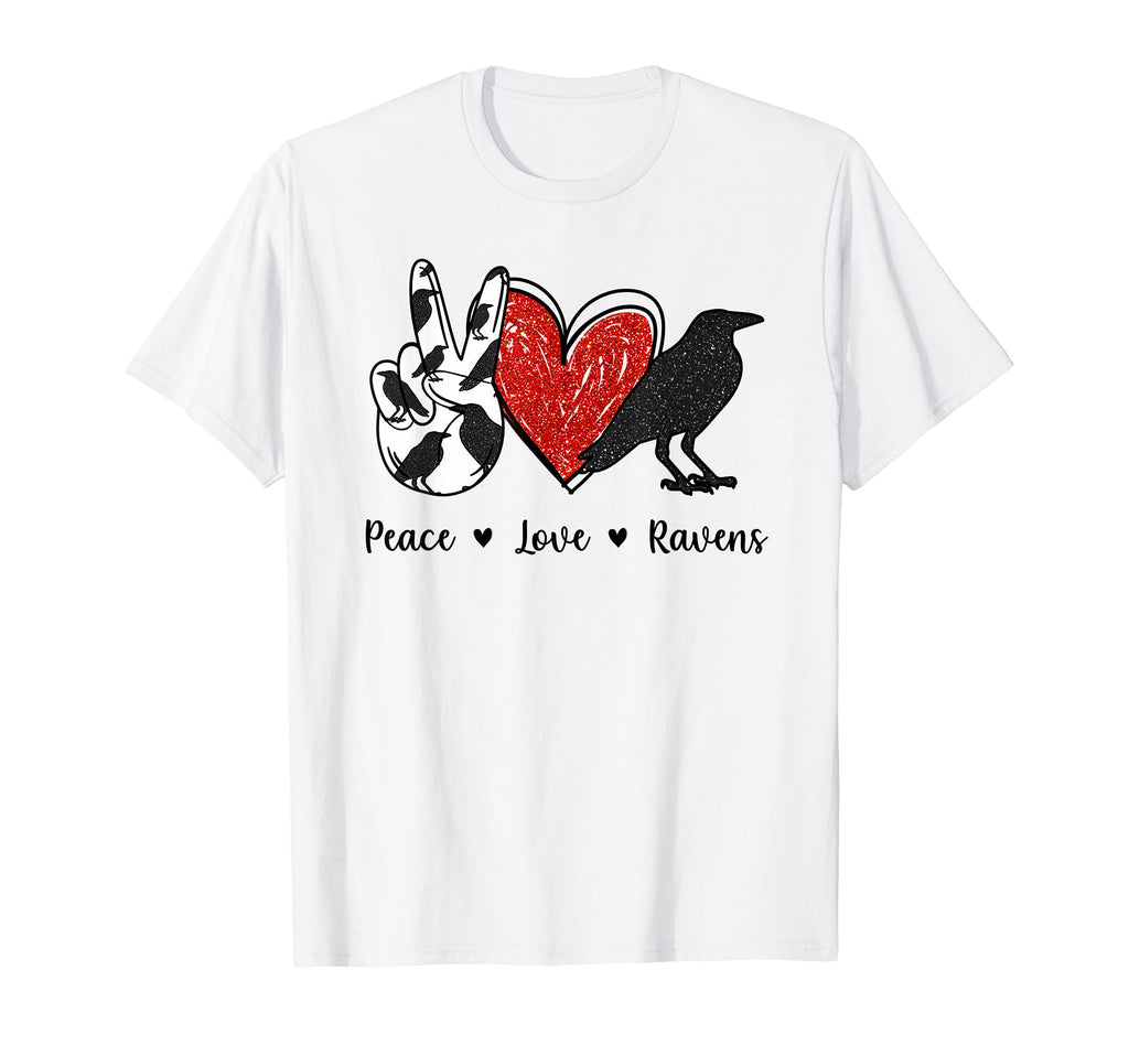 Peace Love Ravens Glitter T-Shirt - Custom Art Print for Adults - T-Shirt, Sweatshirt, Hoodie
