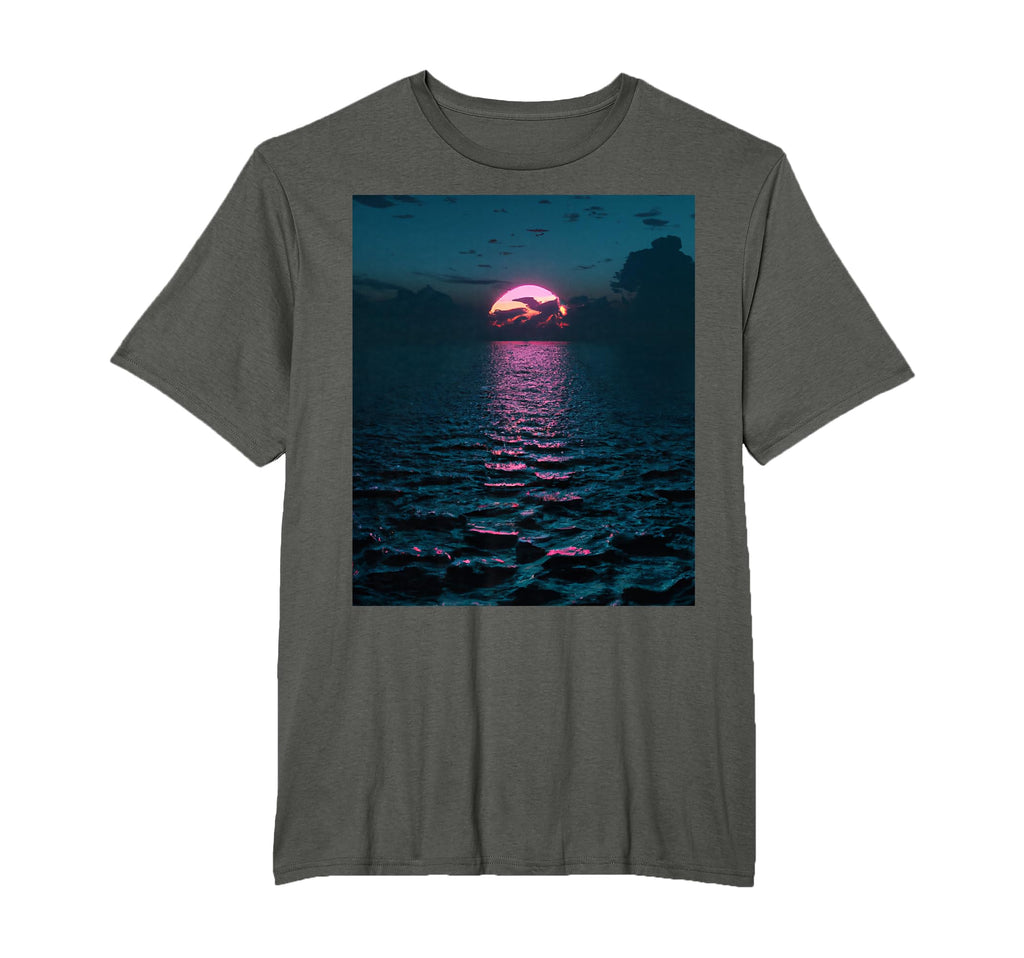 Vaporwave Aesthetic Sunset Above Dark T-Shirt - Unique Graphic Men Women - T-Shirt, Sweatshirt, Hoodie