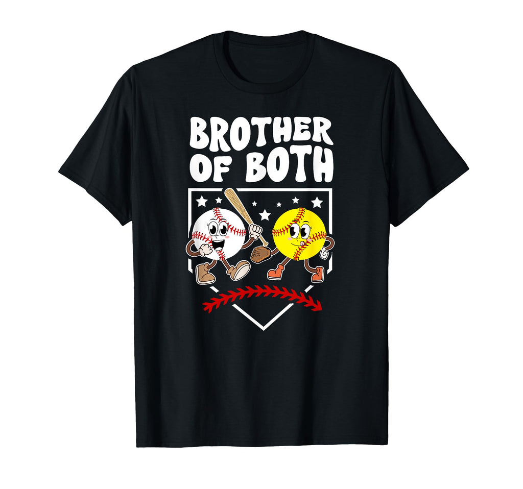 Brother Both Groovy Softball Baseball T-Shirt - Unique Graphic Men Women - T-Shirt, Sweatshirt, Hoodie
