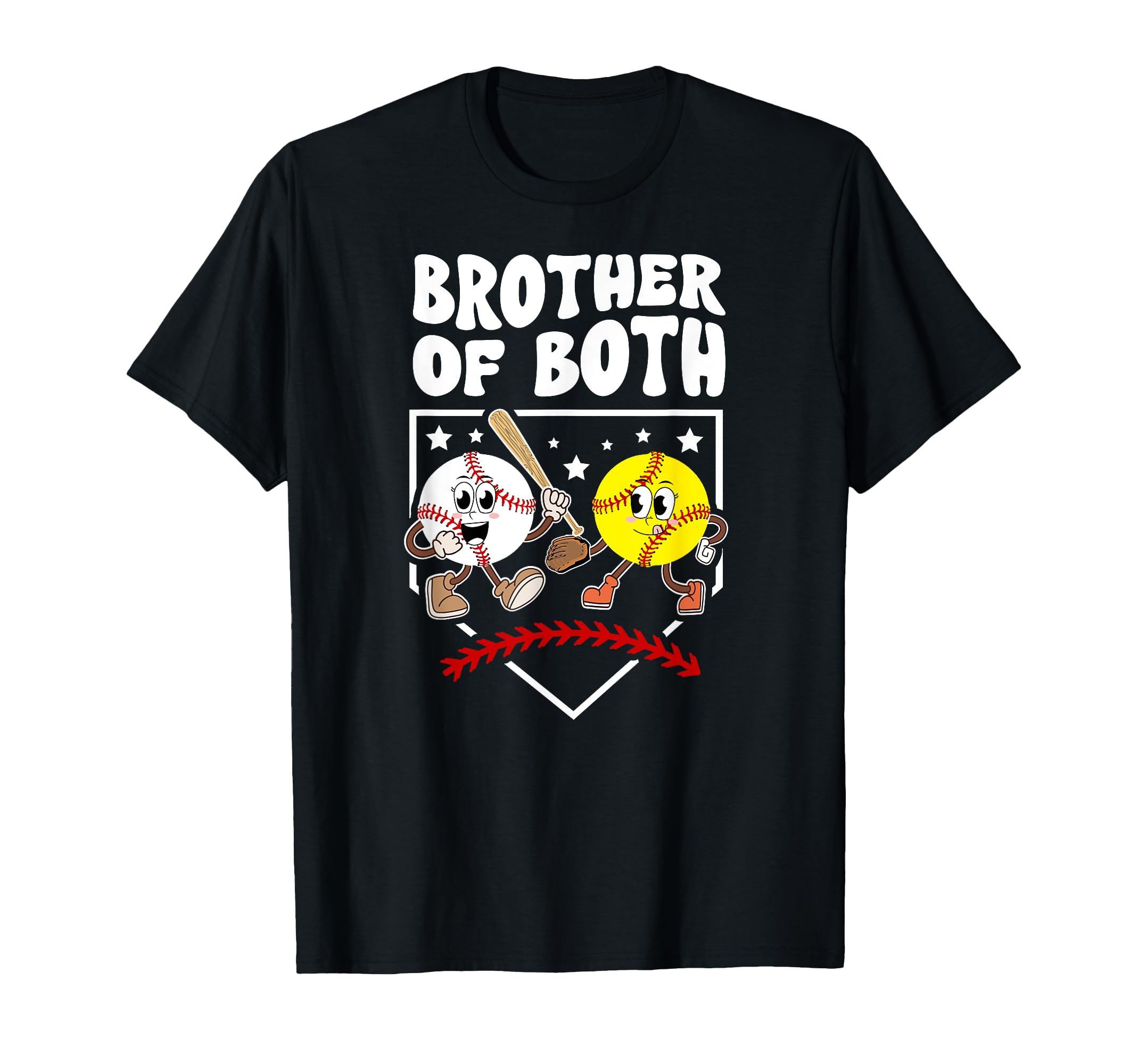 Brother Both Groovy Softball Baseball T-Shirt - Unique Graphic Men Women - T-Shirt, Sweatshirt, Hoodie