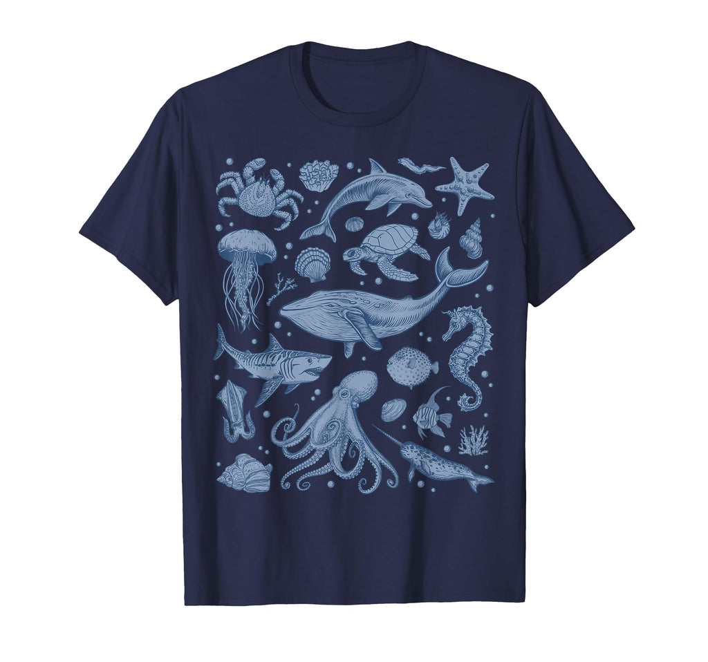Ocean Life Sea Whale Dolphin Beach 90S T-Shirt - Trendy Graphic for Adults - T-Shirt, Sweatshirt, Hoodie
