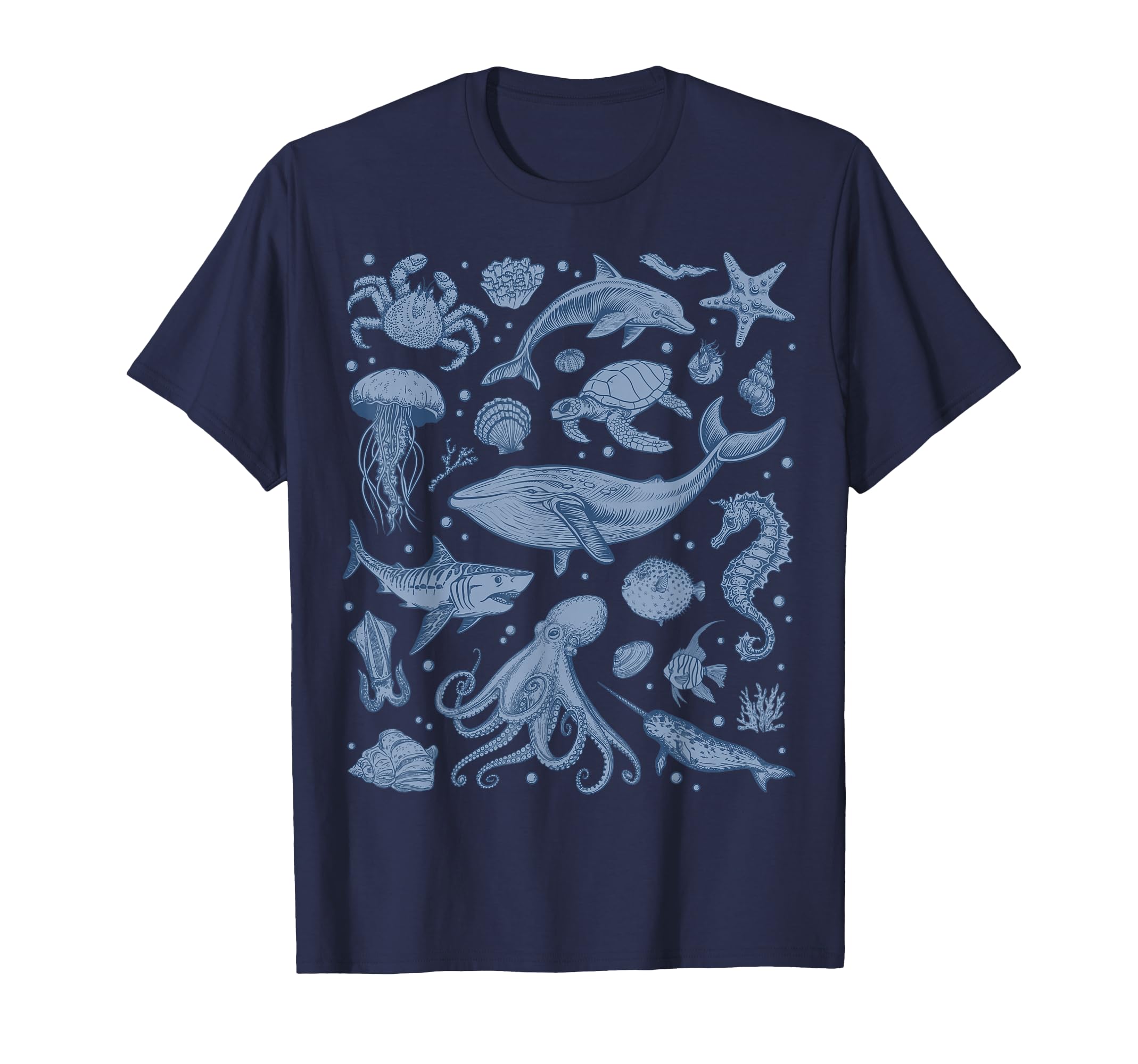 Ocean Life Sea Whale Dolphin Beach 90S T-Shirt - Trendy Graphic for Adults - T-Shirt, Sweatshirt, Hoodie