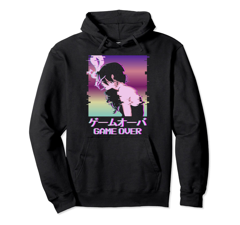 Game Over Japanese Vaporwave Alt Indie Hoodie - Streetwear Style Unisex - T-Shirt, Sweatshirt, Hoodie