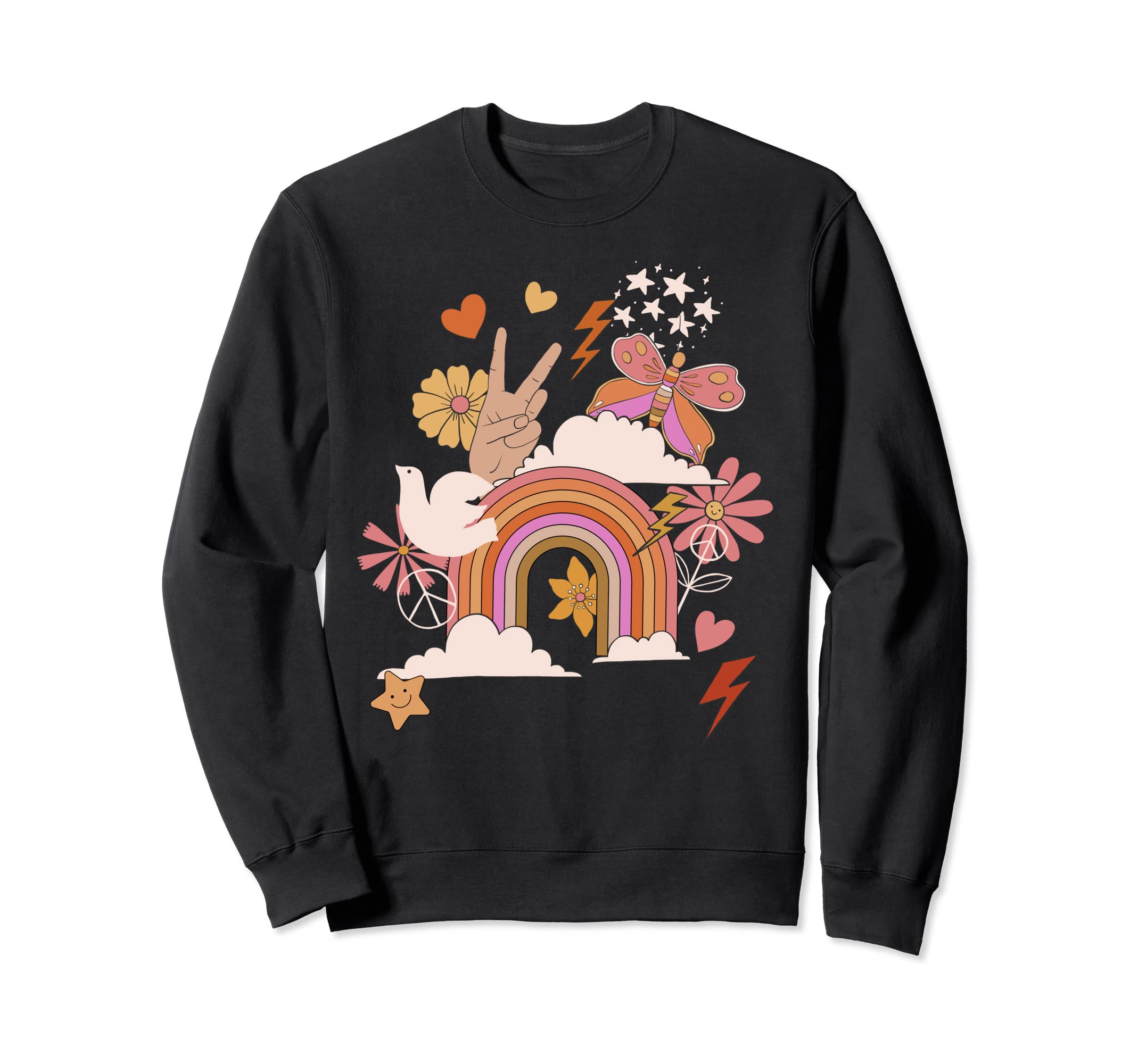 Peace Love Rainbow Floral Hippie Sweatshirt - Streetwear Style for Adults - T-Shirt, Sweatshirt, Hoodie