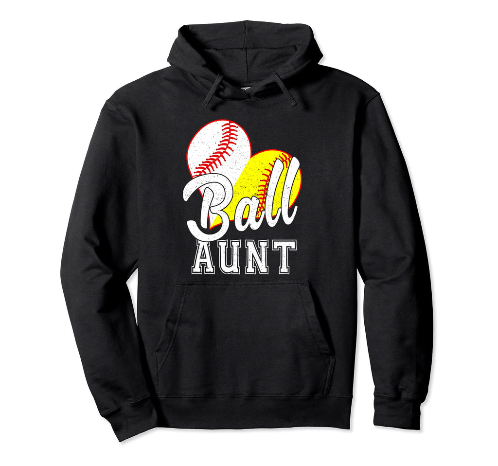 Ball Heart Ball Aunt Baseball Softball Hoodie - Trendy Graphic Men Women - T-Shirt, Sweatshirt, Hoodie