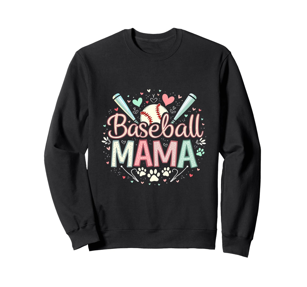 Baseball Mama Sports Heart Paw Sweatshirt - Minimalist Print Men Women - T-Shirt, Sweatshirt, Hoodie