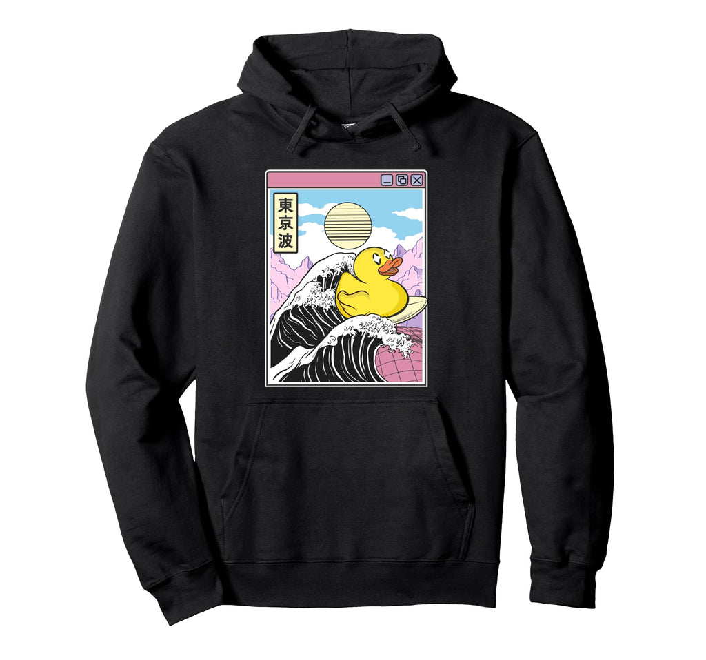 Rubber Duck Surfing Kanagawa Wave Kawaii Hoodie - Unique Graphic Men Women - T-Shirt, Sweatshirt, Hoodie