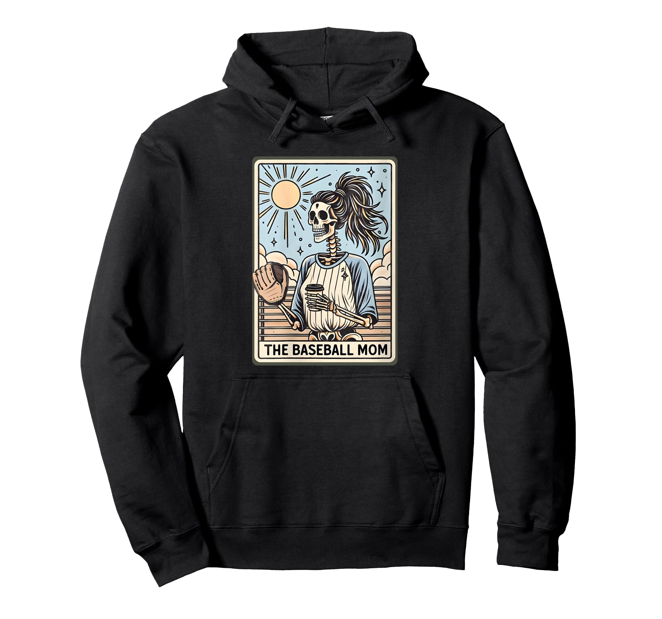 Baseball Mom Skeleton Tarot Card Hoodie - Casual Everyday Wear Men Women - T-Shirt, Sweatshirt, Hoodie