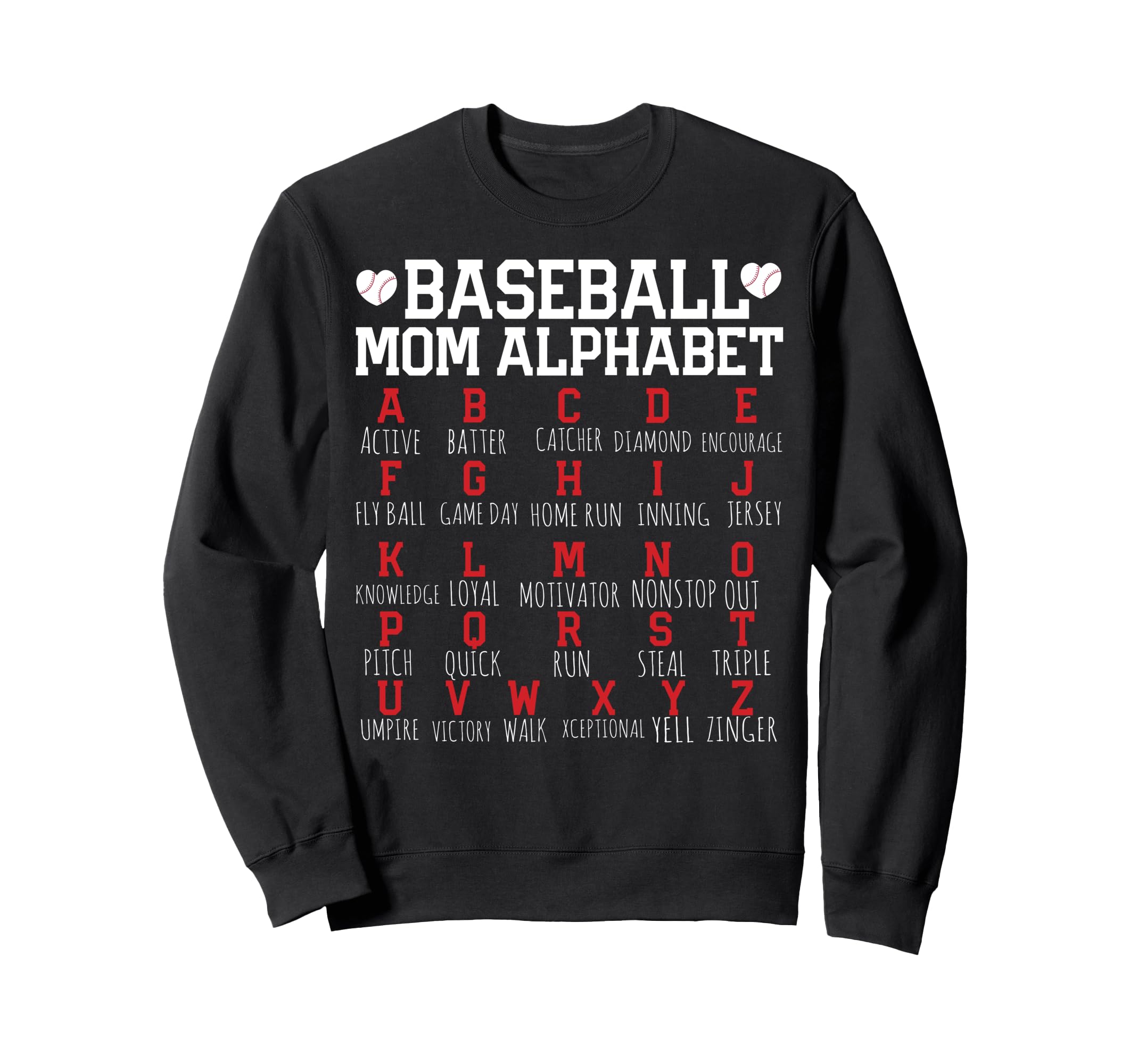 Funny Baseball Mom Alphabet T-Shirt - Trendy Graphic Men Women - T-Shirt, Sweatshirt, Hoodie
